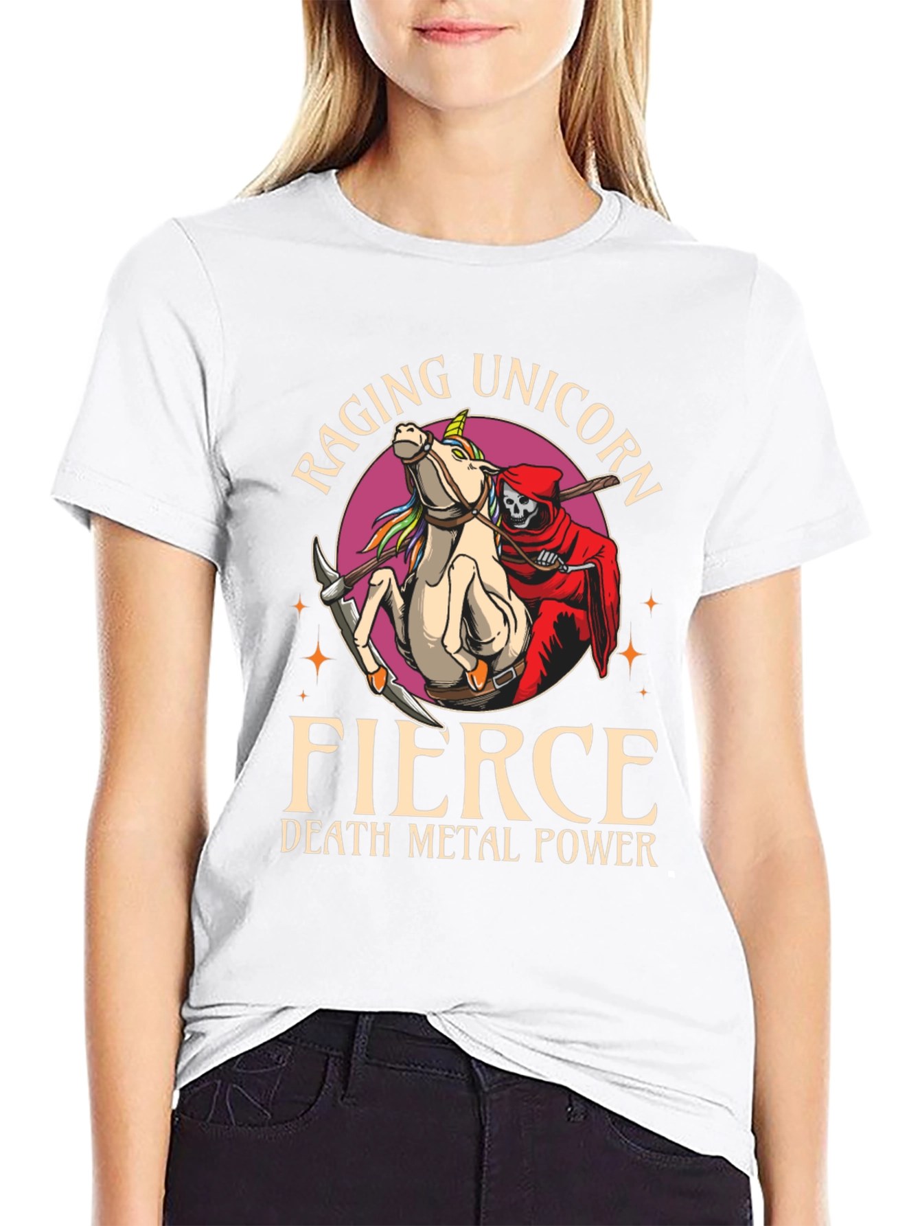 Black Raging Unicorn Fierce Death Metal Power T-Shirt view 9
