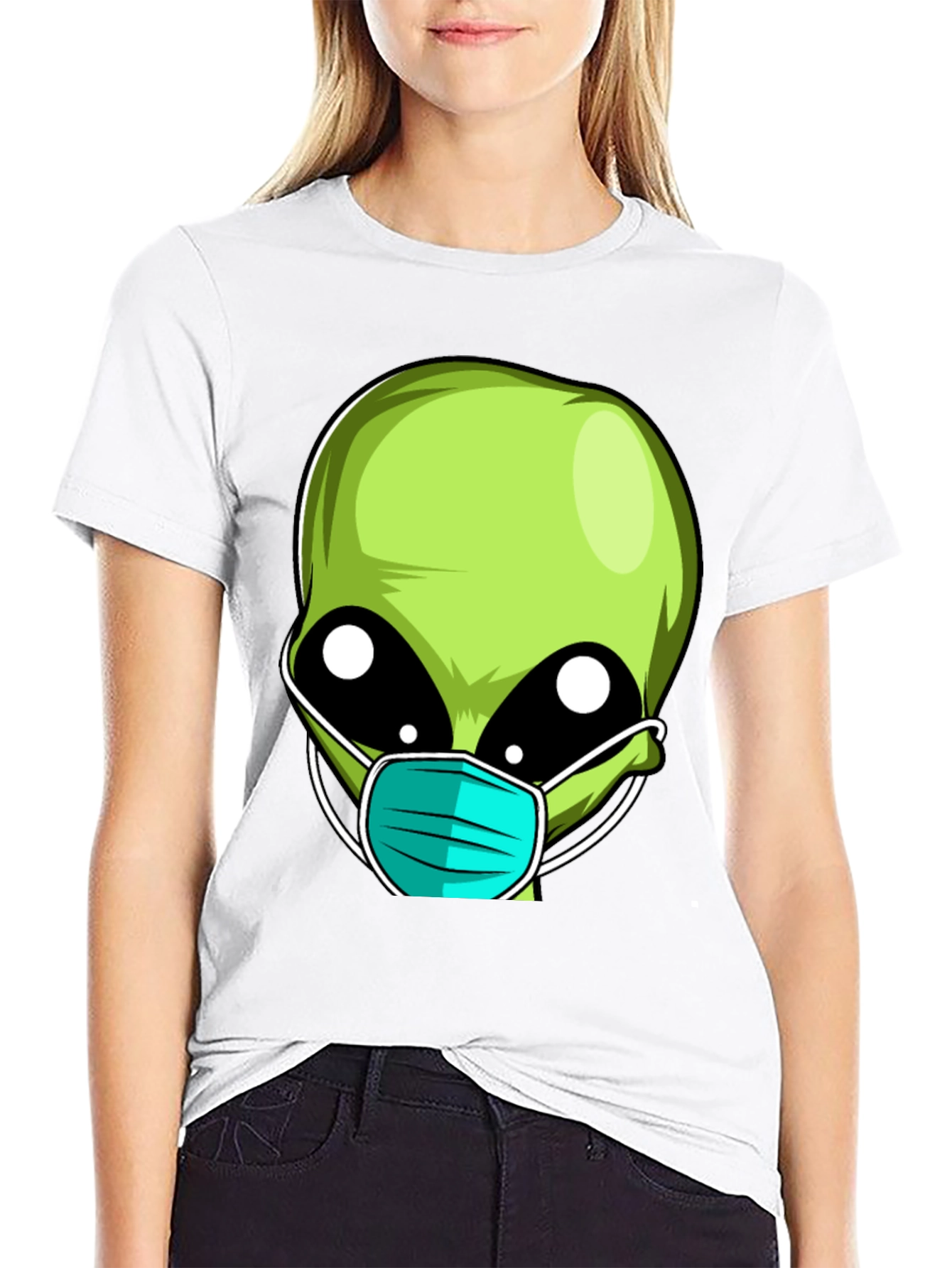 Black Alien Face Mask Novelty T-Shirt view 9