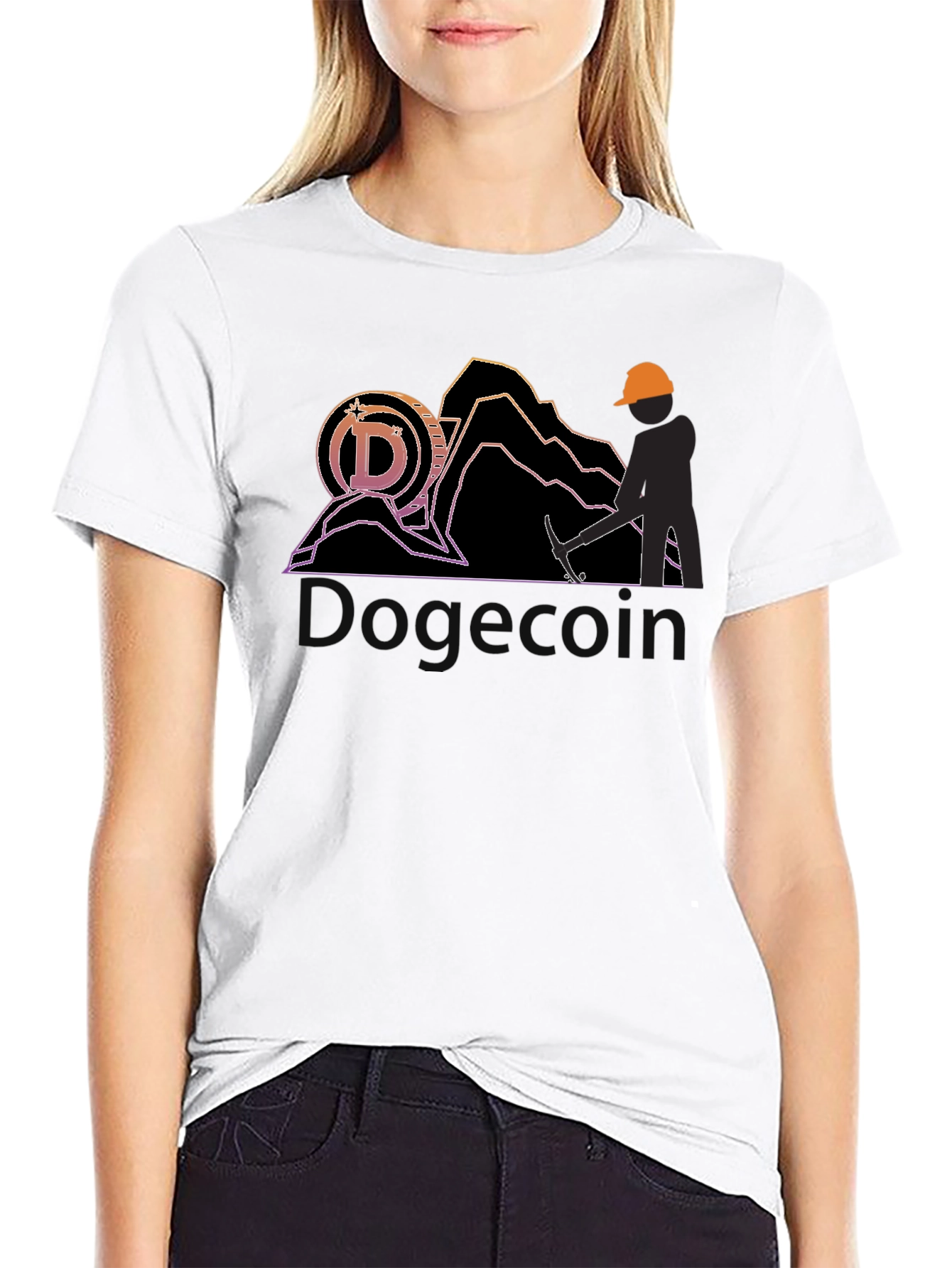 Black Dogecoin Miner Black T-Shirt view 9