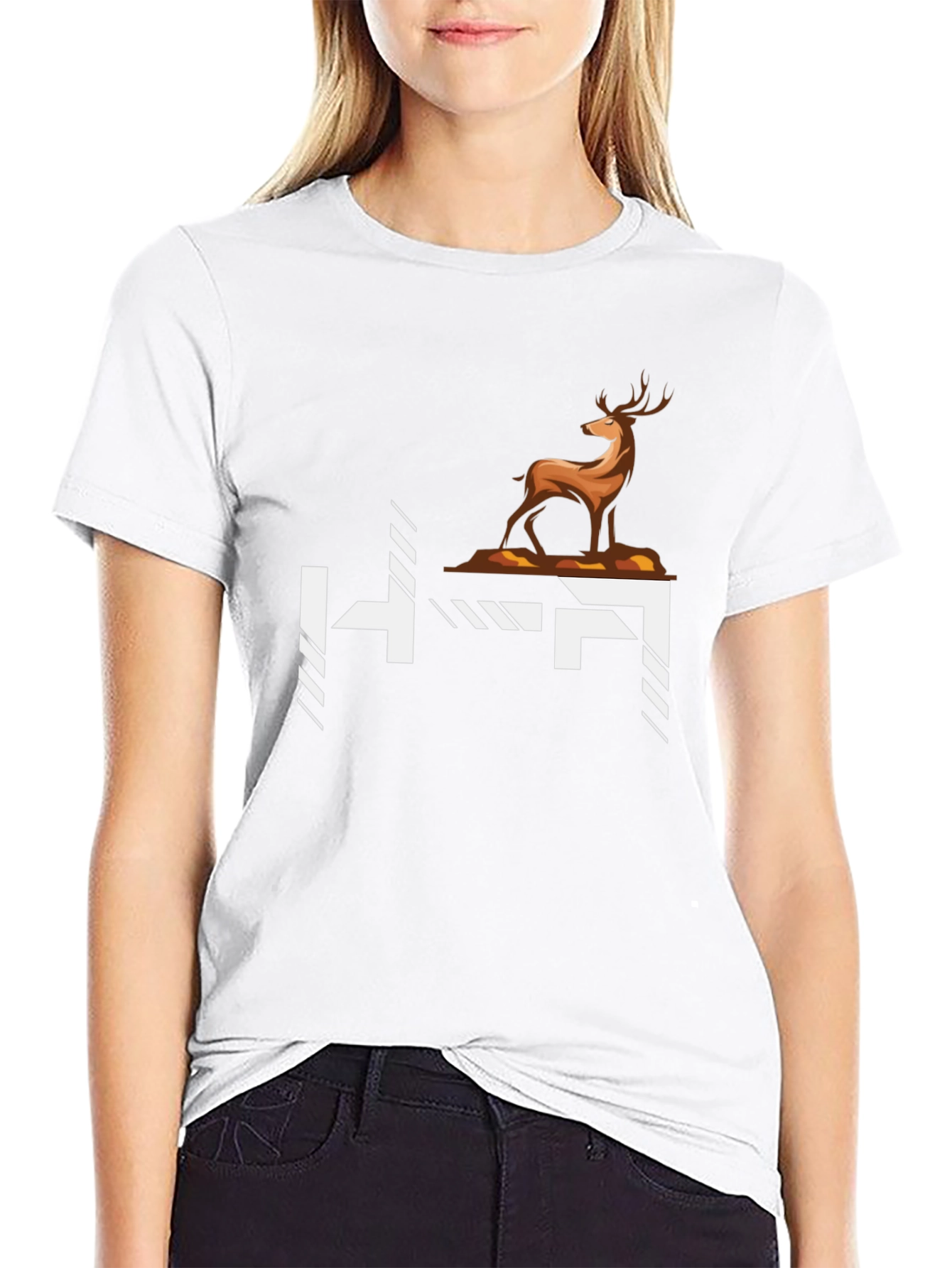 Black Deer Graphic Tee - Stylish Black Cotton T-Shirt view 9
