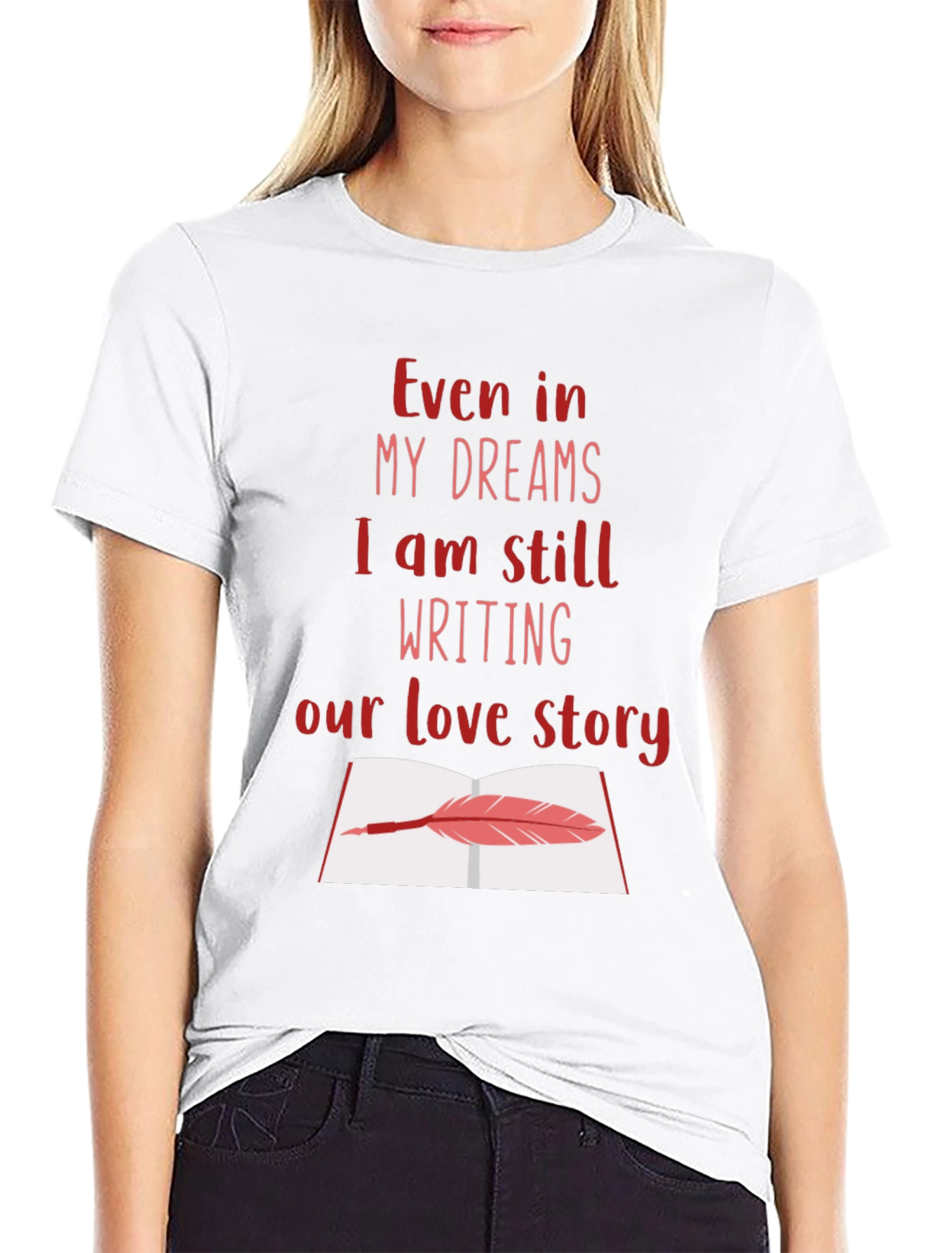 Black Romantic Writer T-Shirt - Love Story Design view 9