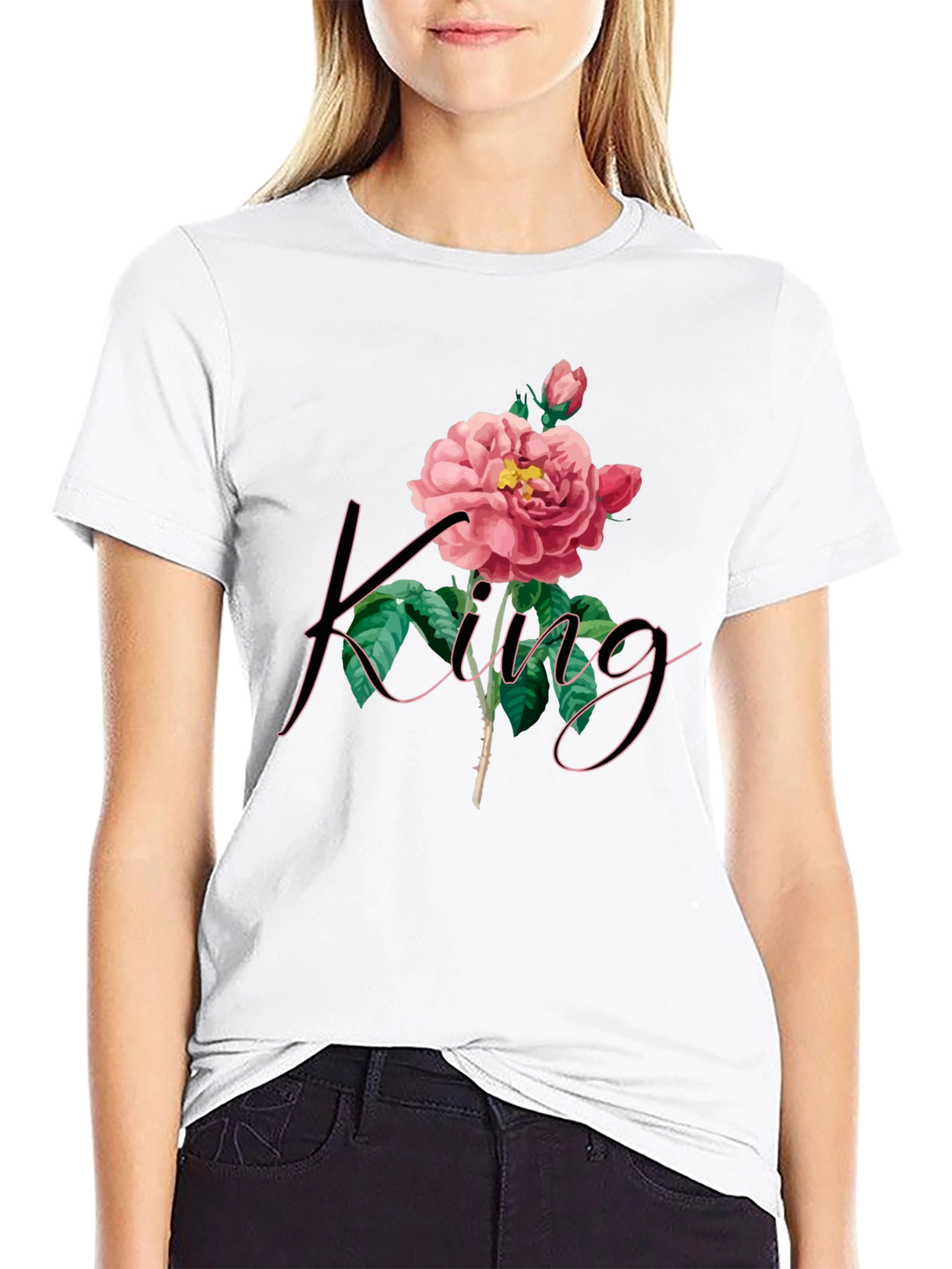 Black King Rose Graphic Tee - Men's Black T-Shirt view 9