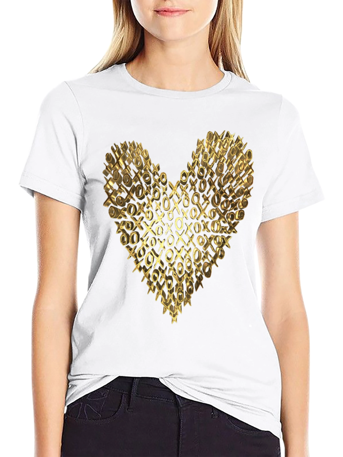 Black Golden XO Heart Black T-Shirt view 9