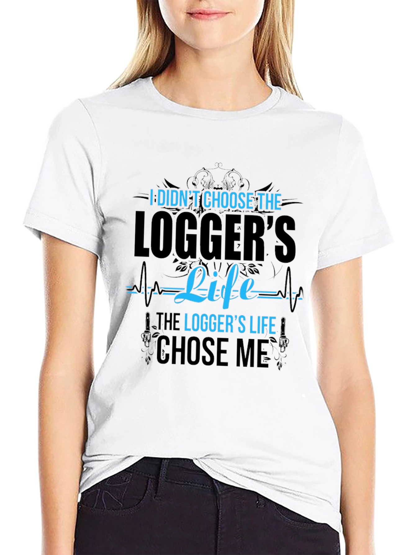Black Logger's Life Black Cotton Graphic Tee view 9