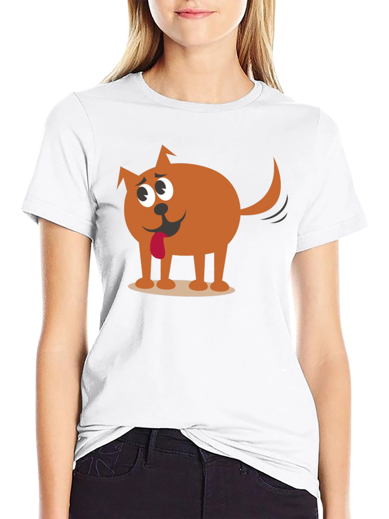 Black Funny Cartoon Dog Graphic Black T-Shirt view 9