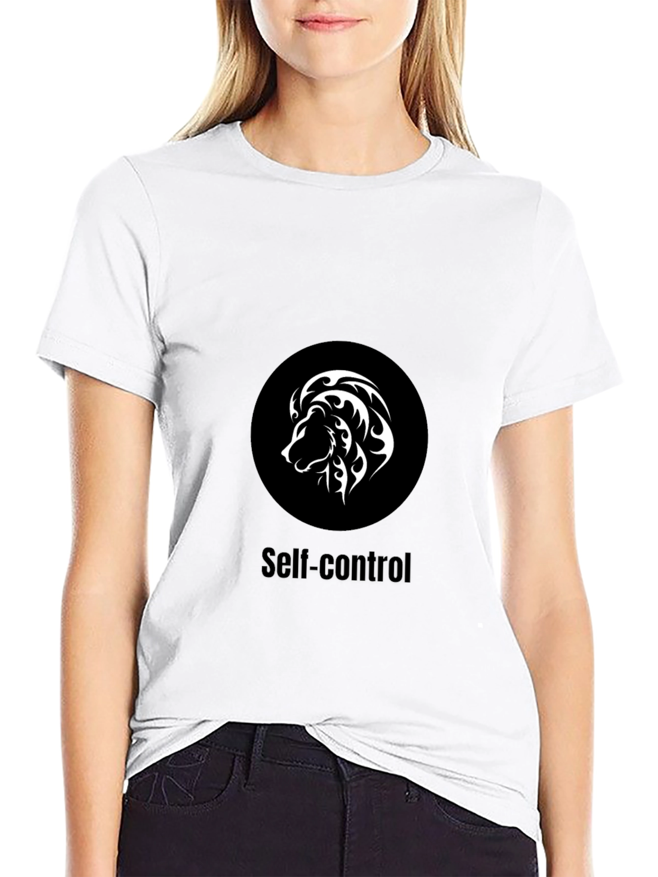 Black Self-Control Lion Graphic T-Shirt - Black view 9