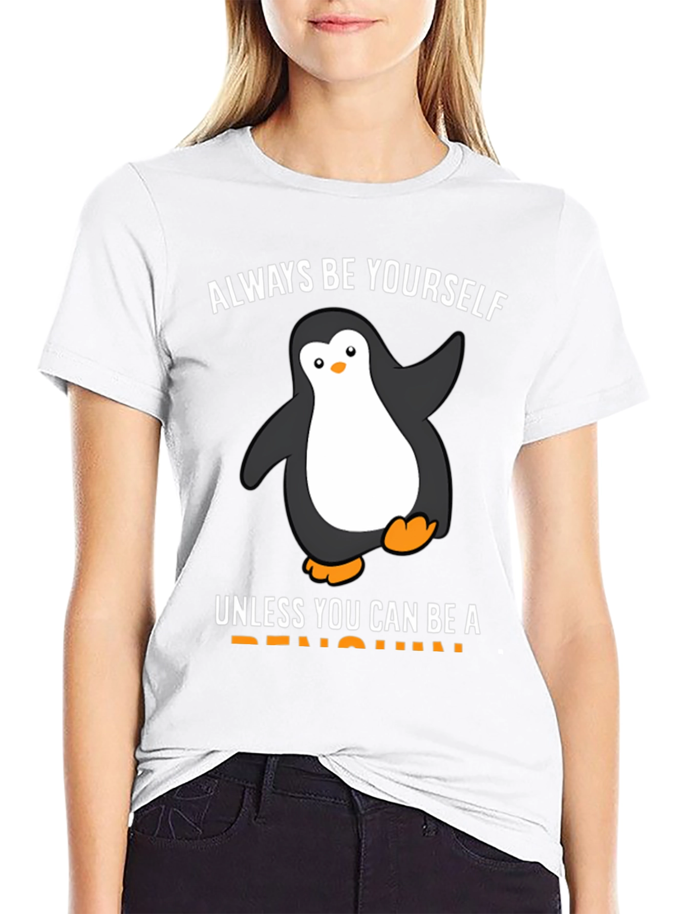 Black Funny Penguin Graphic T-Shirt - Be Yourself! view 9