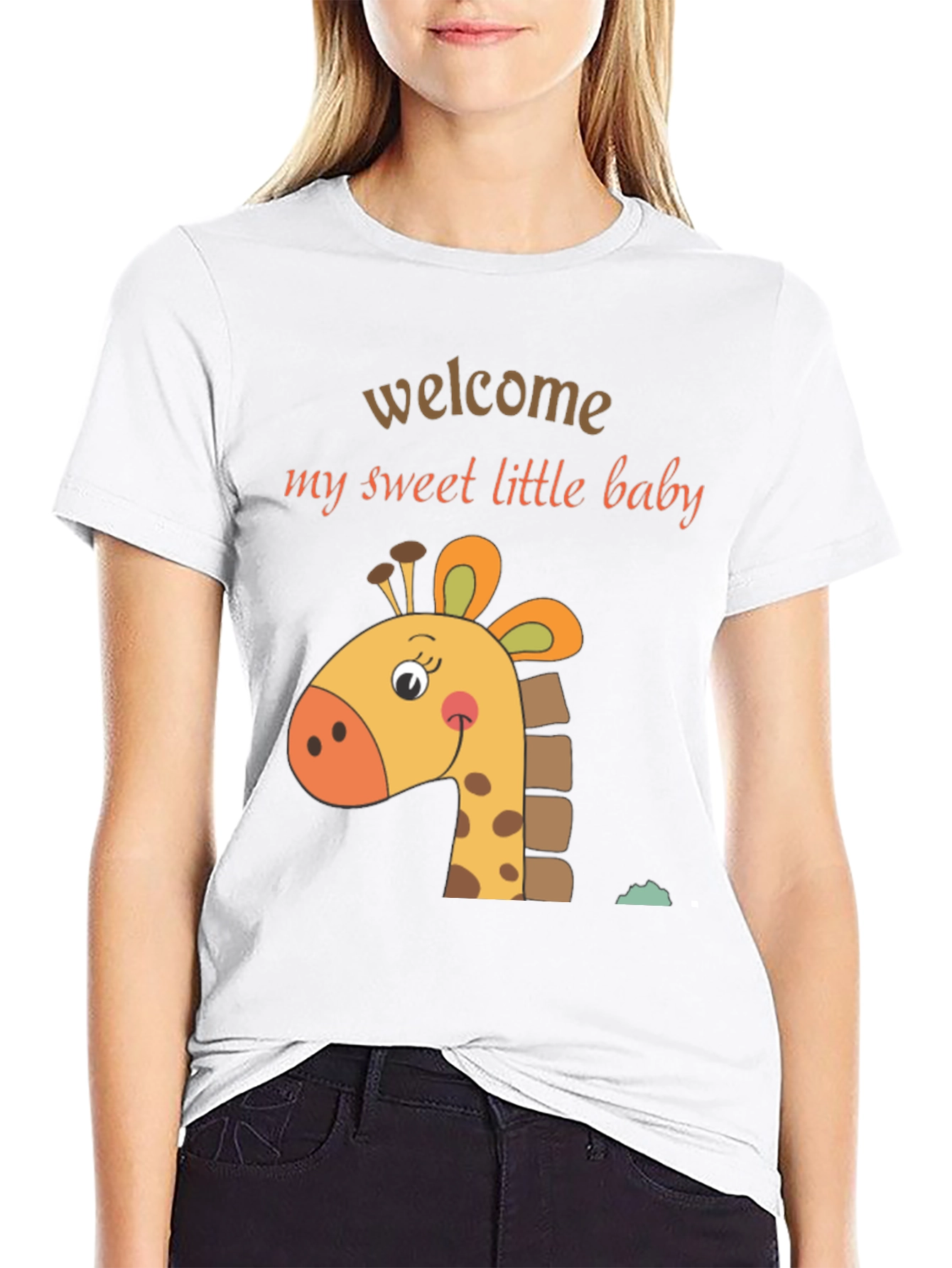 Black Welcome Baby Giraffe Tee view 9