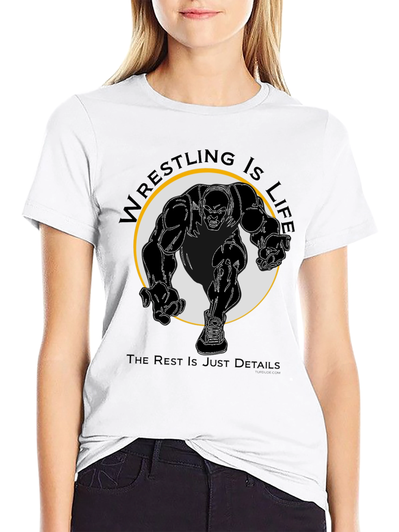 Black Wrestling Is Life Black T-Shirt view 9