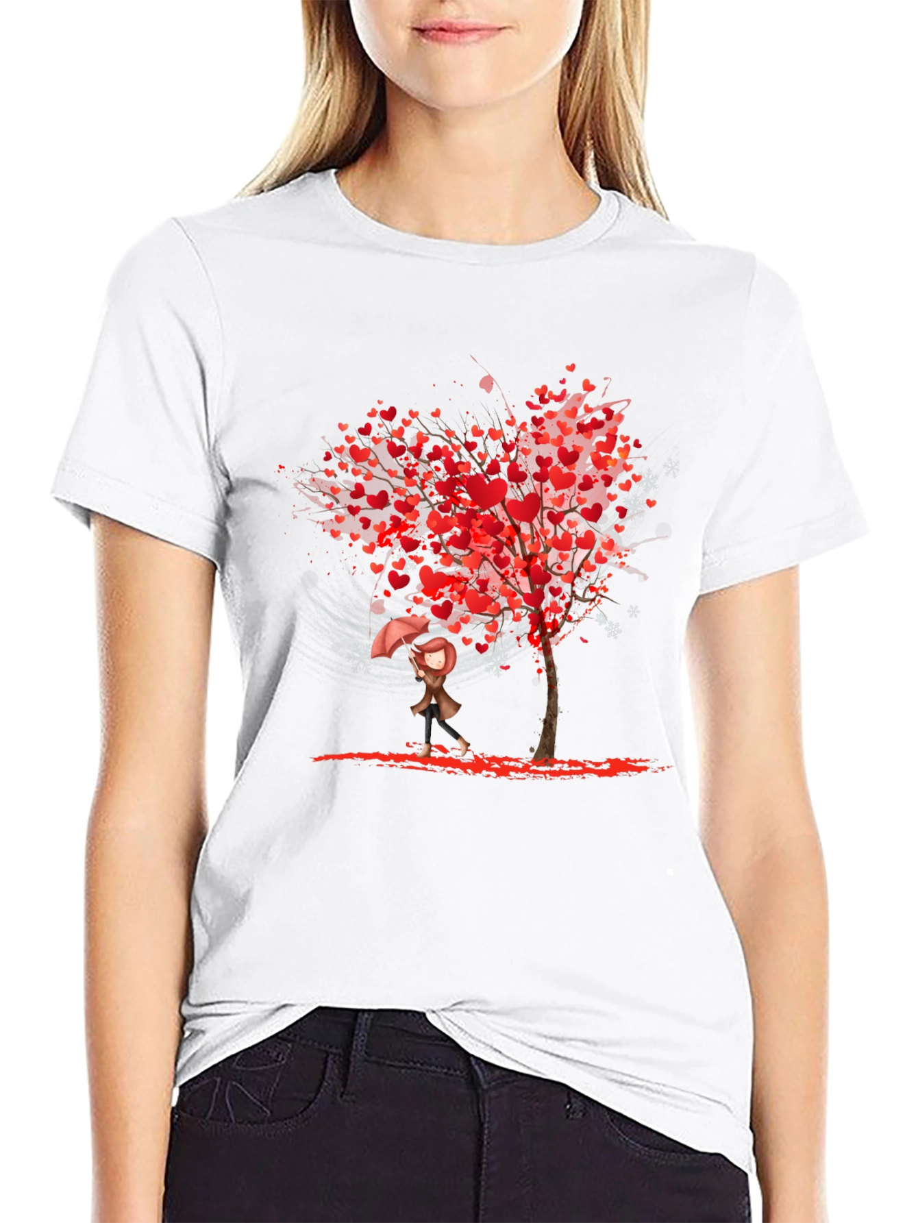 Black Heart Tree Graphic Black T-Shirt view 9