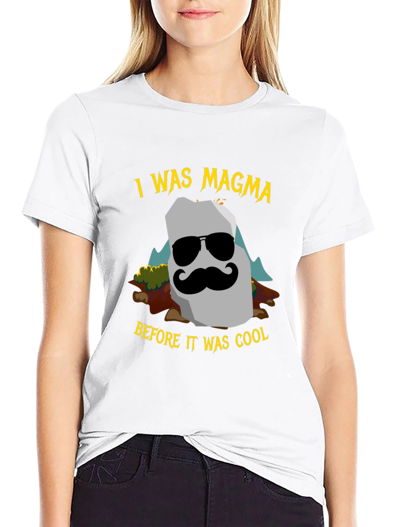 Black I Was Magma Cool Graphic T-Shirt view 9