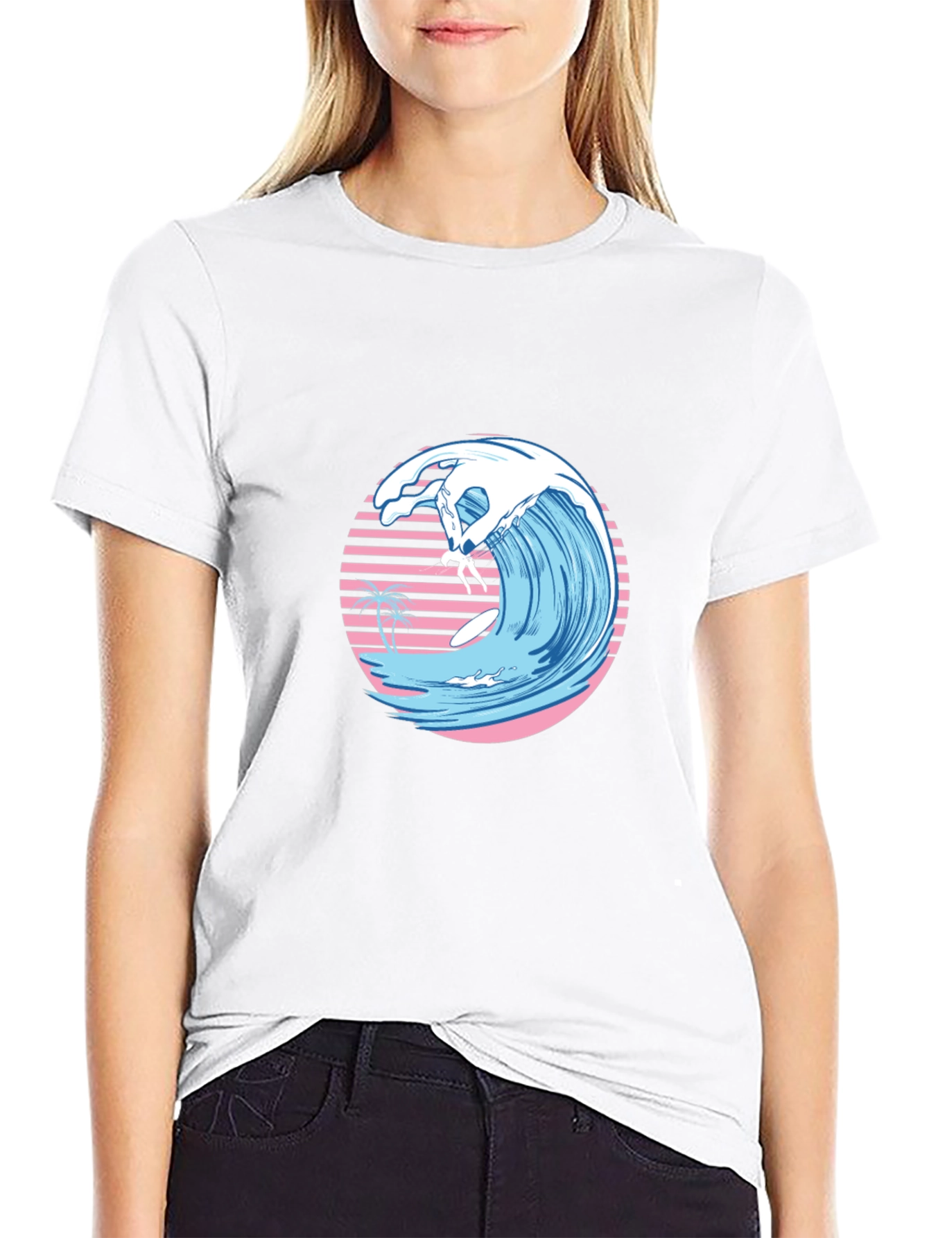 Black Retro Wave Surfer Graphic Tee view 9