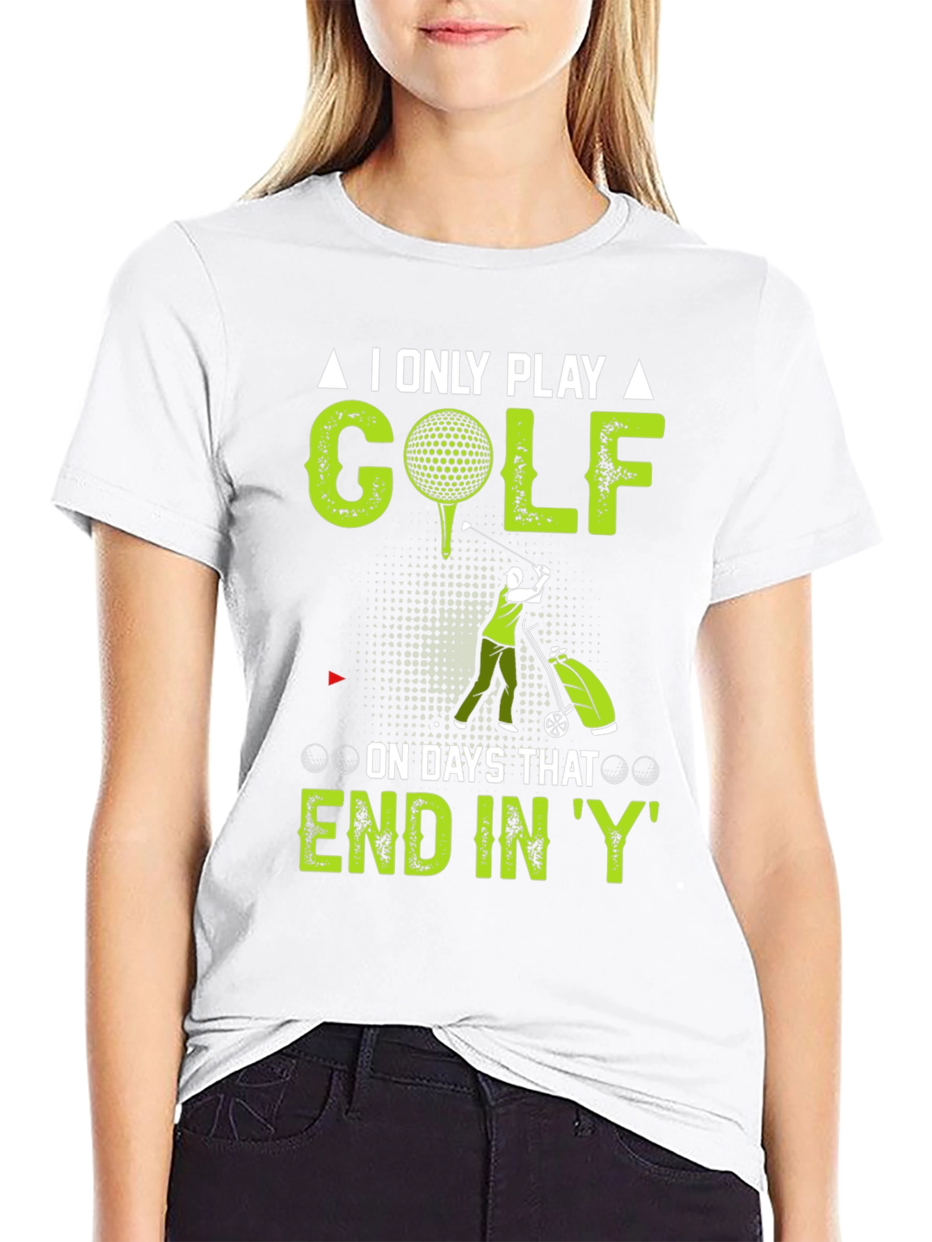 Black Funny Golf T-Shirt: I Only Play on Days That End In 'Y' view 9