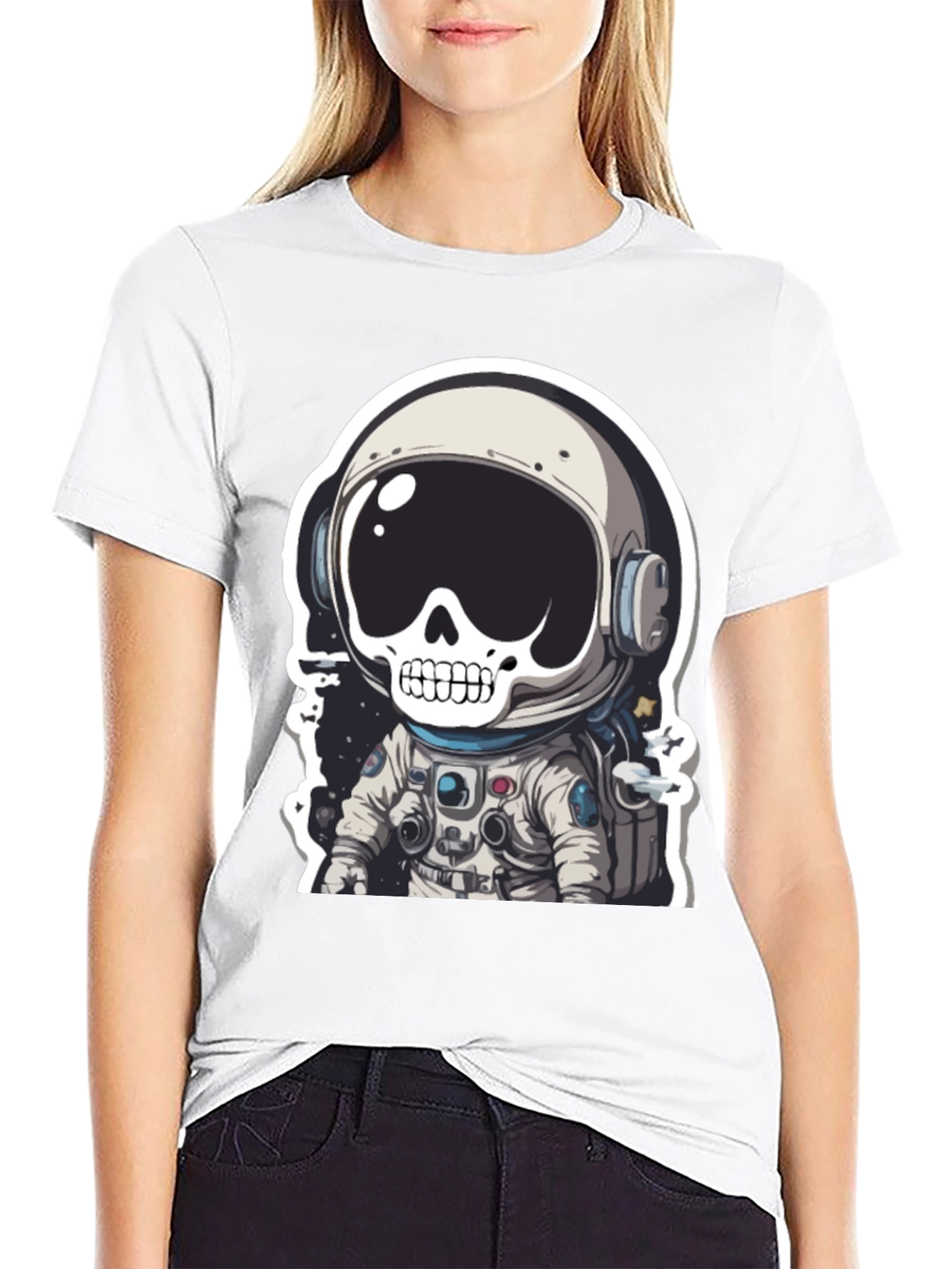 Black Skull Astronaut Graphic Tee - Men's Black T-Shirt view 9