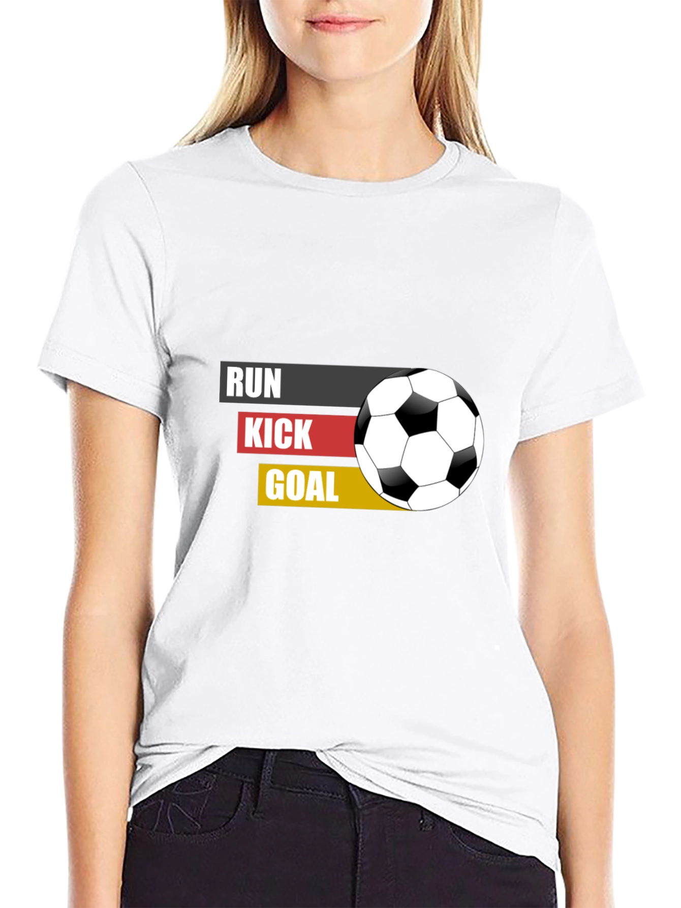 Black Run Kick Goal Soccer T-Shirt - Black view 9