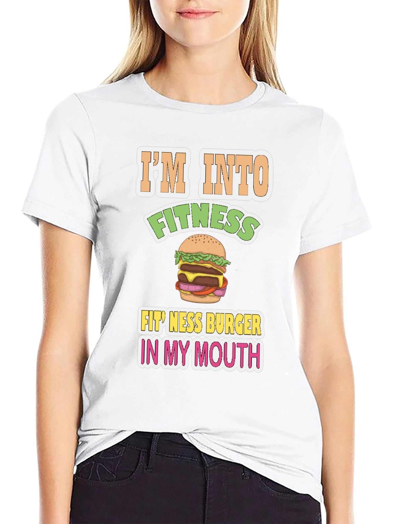 Black Funny Fitness Burger Graphic T-Shirt view 9