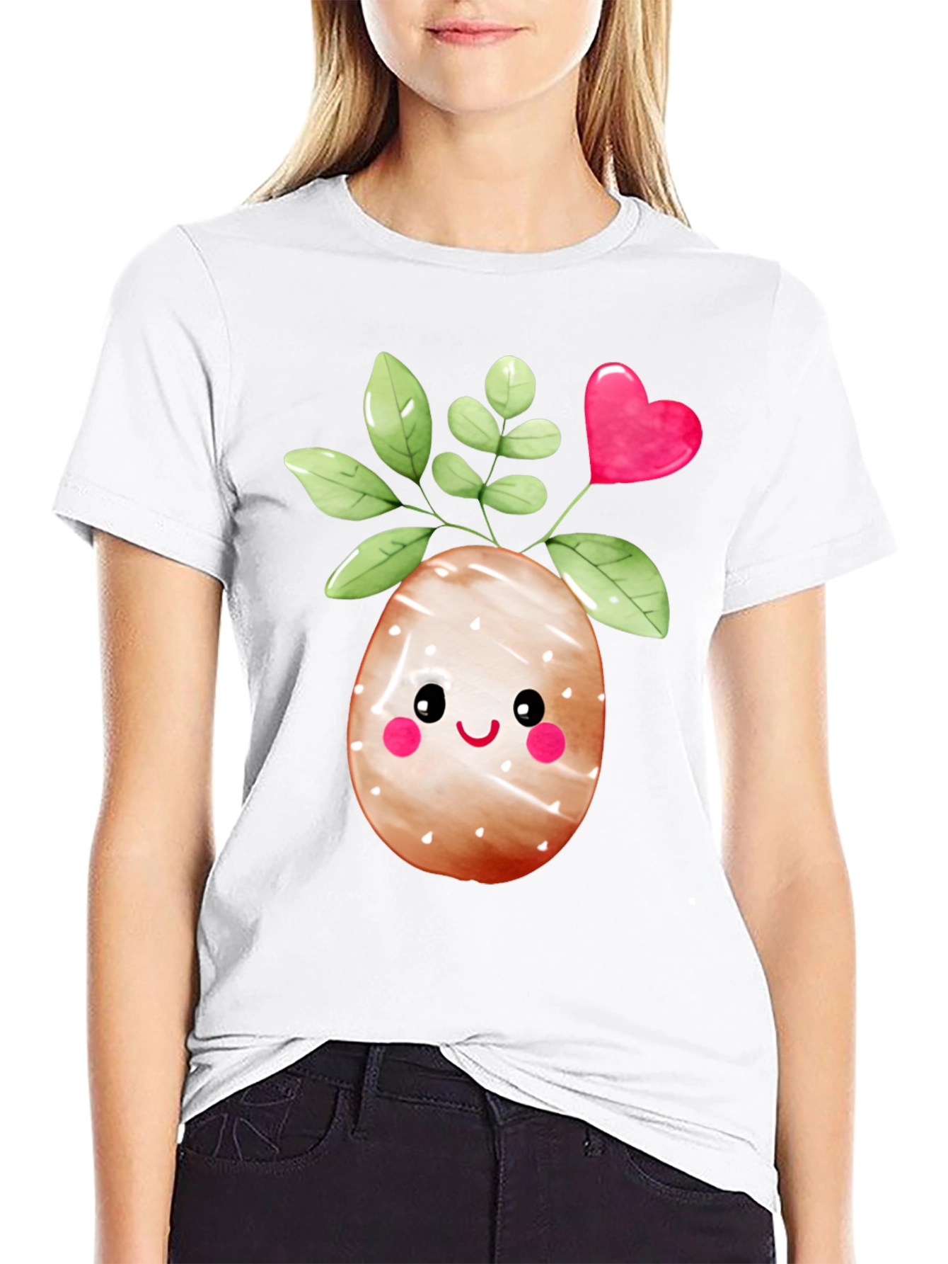 Black Cute Easter Egg Plant Graphic Tee view 9
