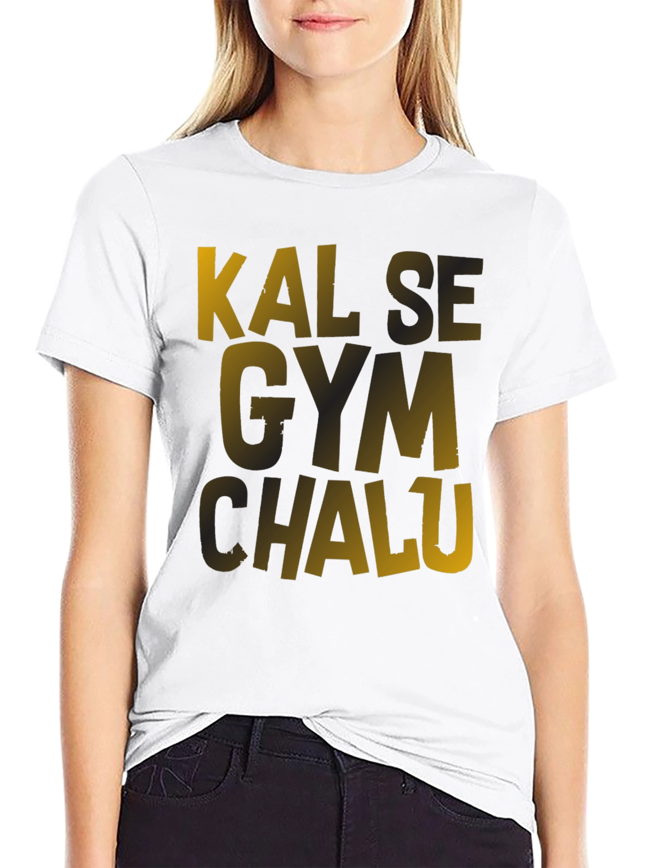 Black Kal Se Gym Chalu Men's Black T-Shirt view 9