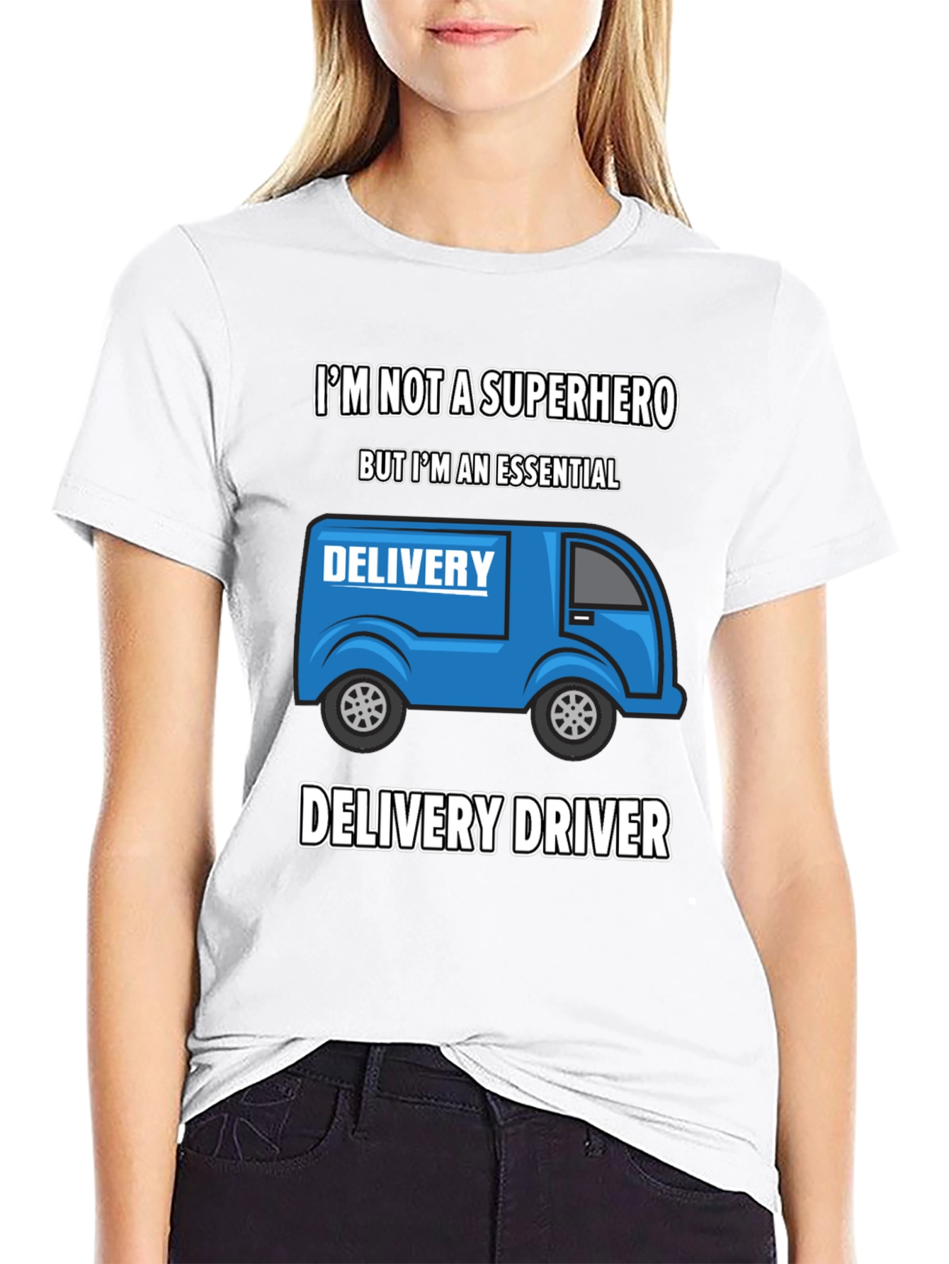 Black Essential Delivery Driver Graphic T-Shirt view 9