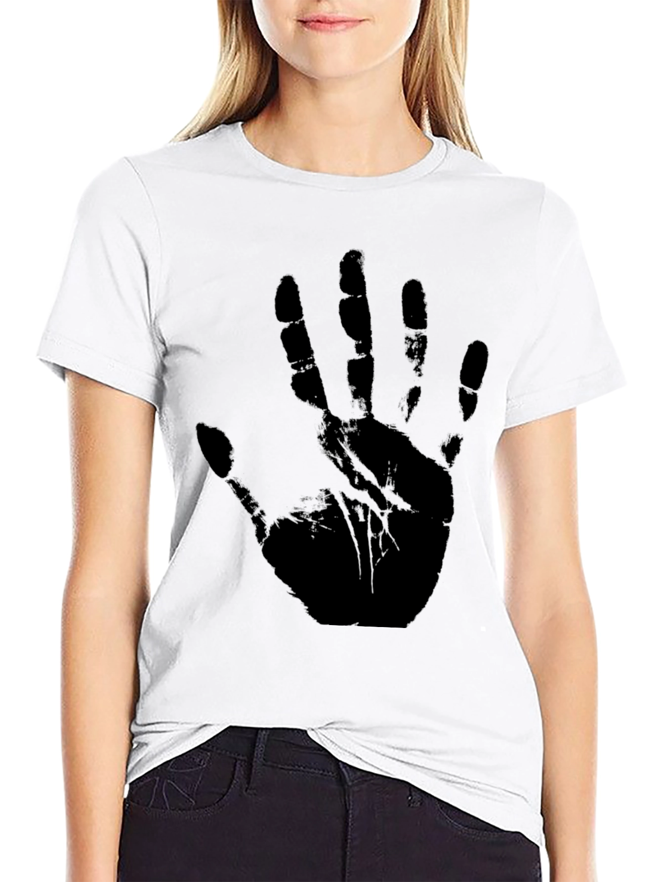 Black Handprint Graphic T-Shirt - Unisex Black Tee view 9