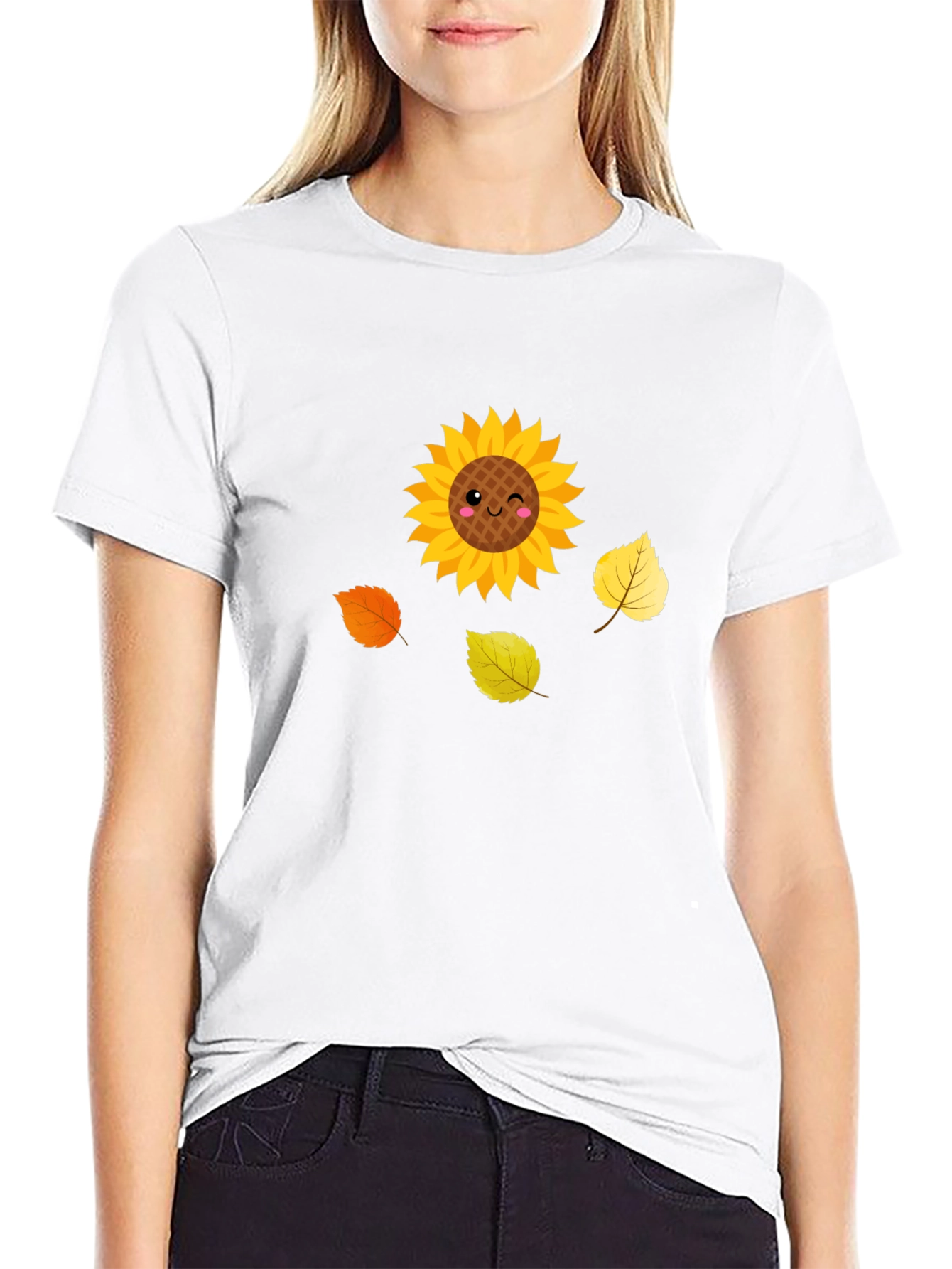 Black Cute Sunflower Graphic Tee - Black view 9