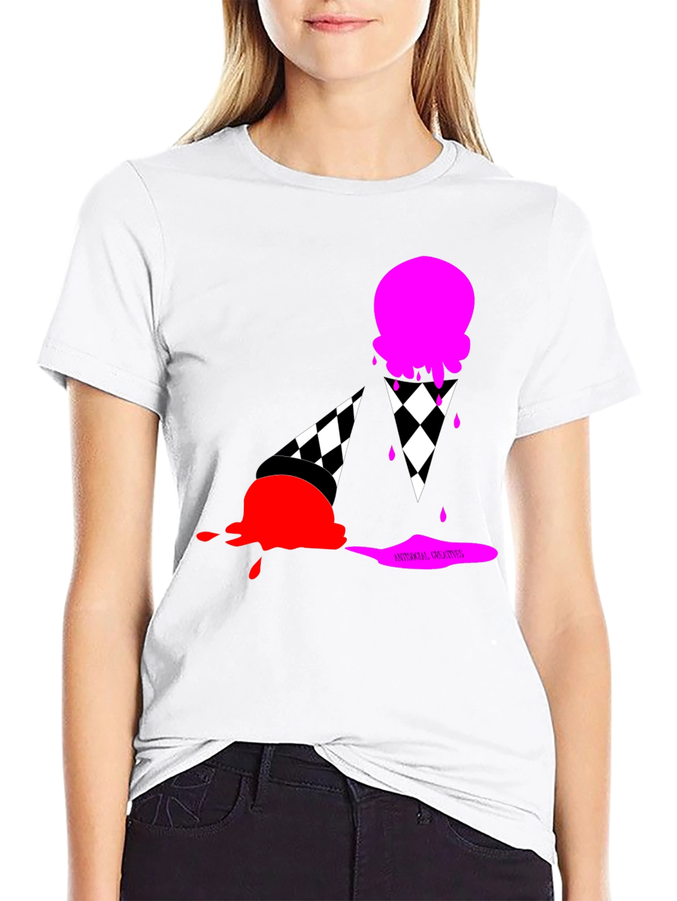 Black Ice Cream Graphic T-Shirt - Black Cotton Tee view 9