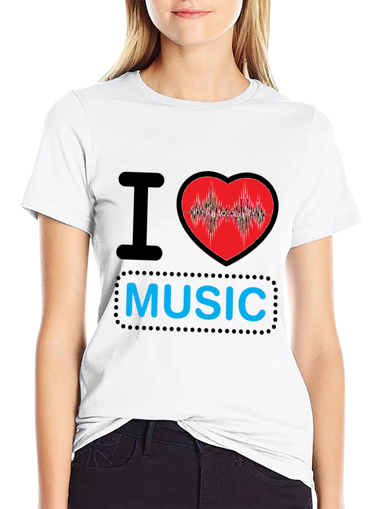 Black I Heart Music Black T-Shirt view 9