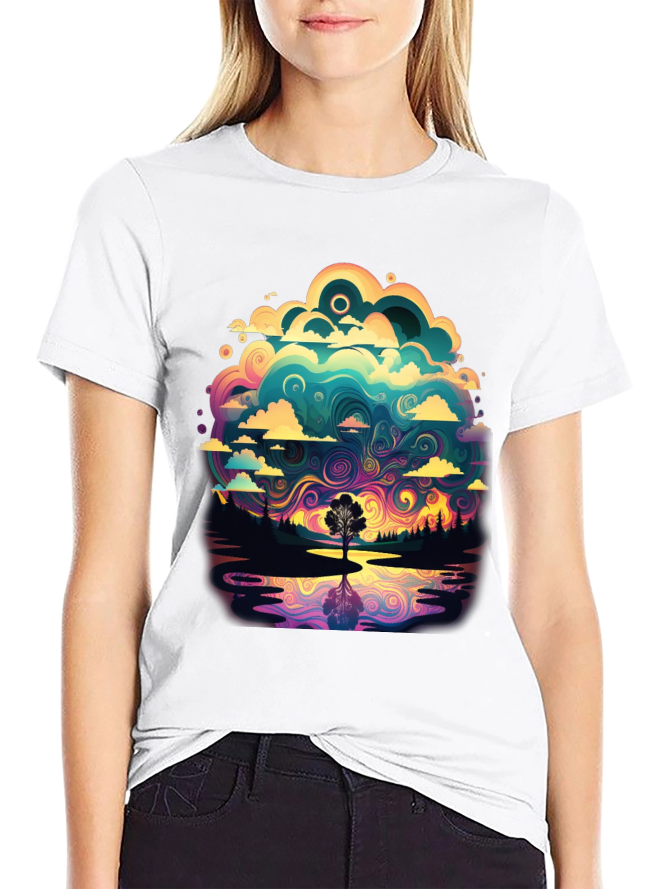 Black Vivid Psychedelic Nature T-Shirt view 9