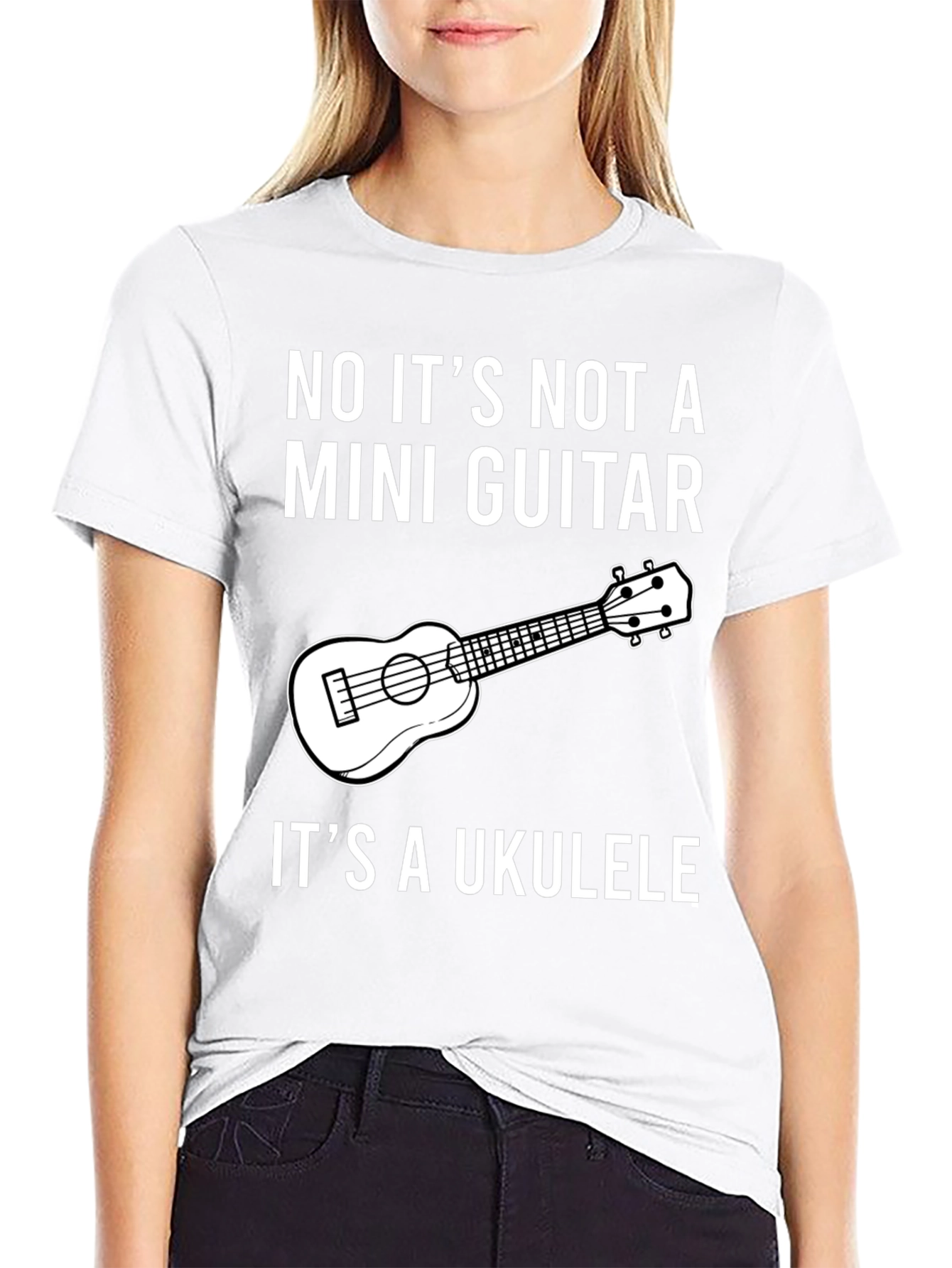 Black Ukulele Humor T-Shirt: Not a Mini Guitar! view 9