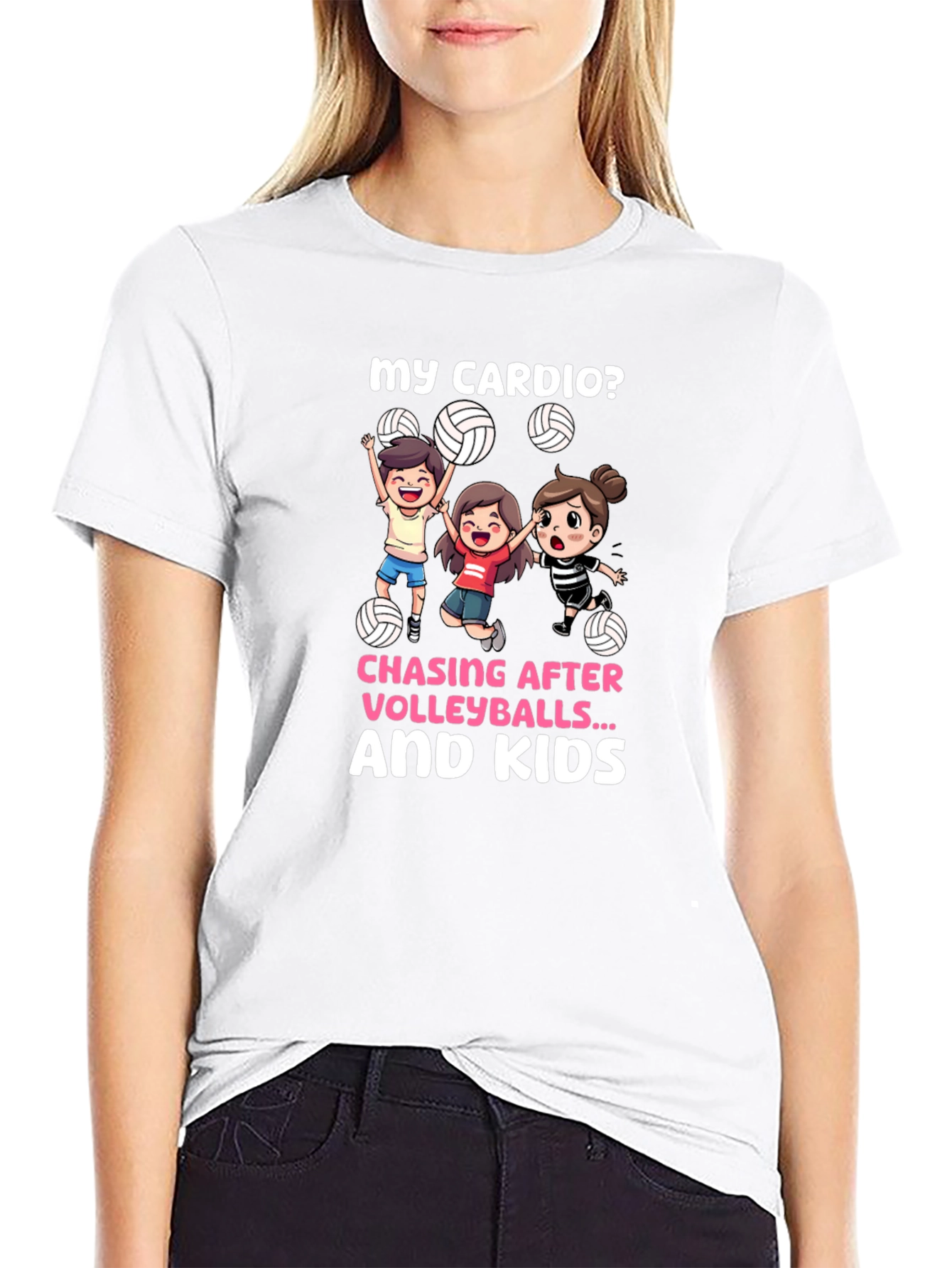 Black Volleyball Mom Cardio T-Shirt view 9