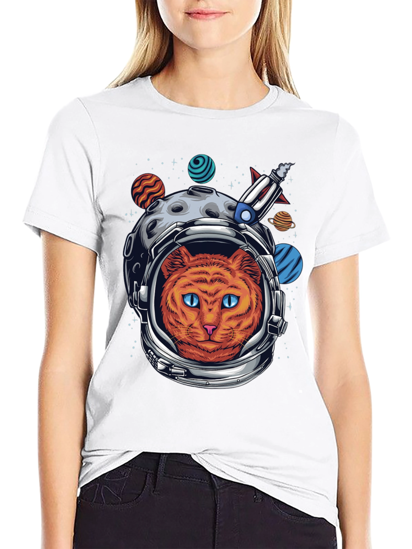 Black Cat Astronaut Graphic Tee view 9