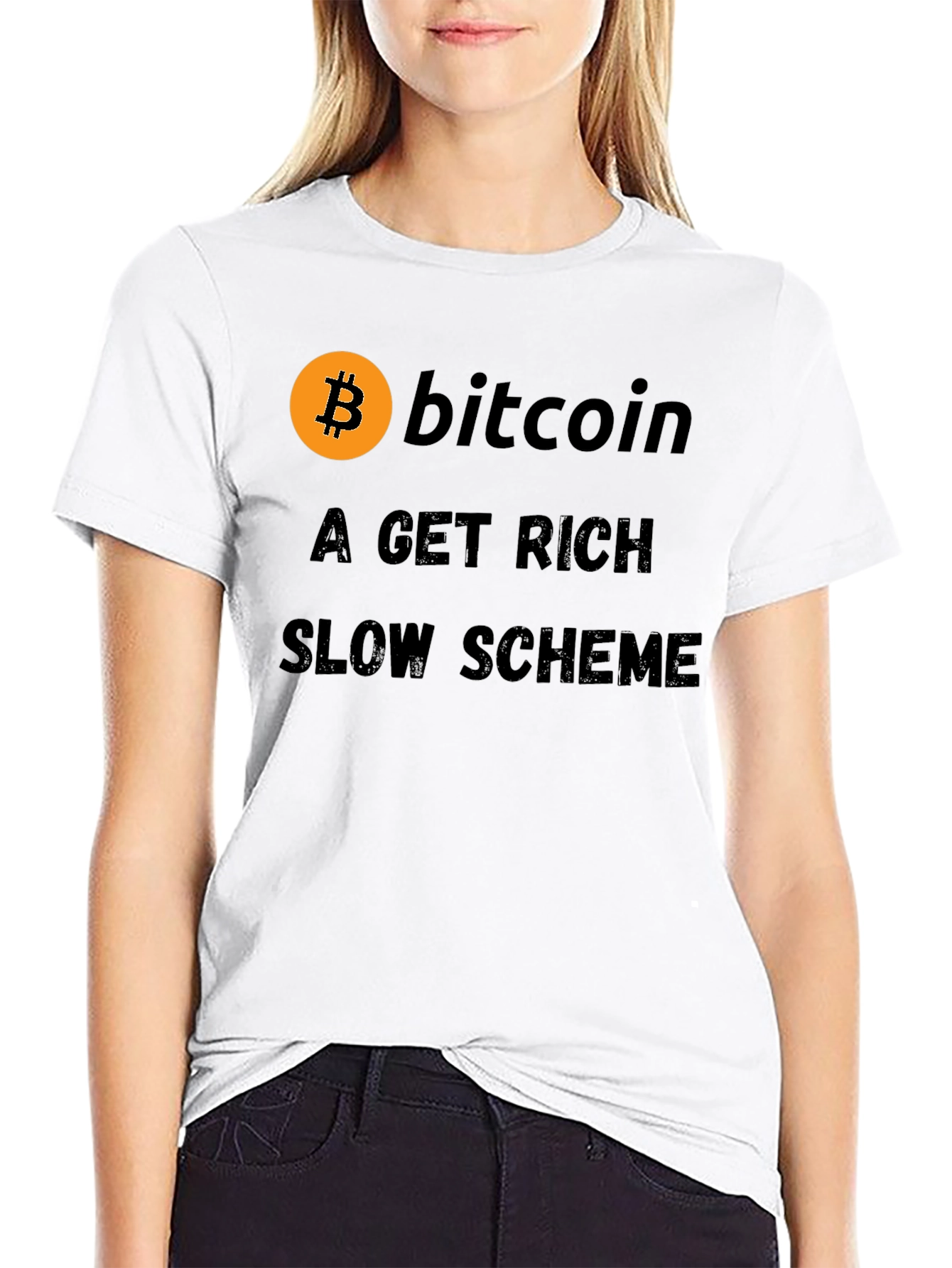 Black Bitcoin Get Rich Slow Scheme Black T-Shirt view 9