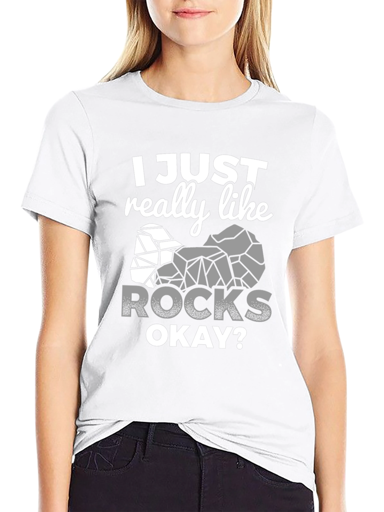 Black I Just Really Like Rocks T-Shirt view 9