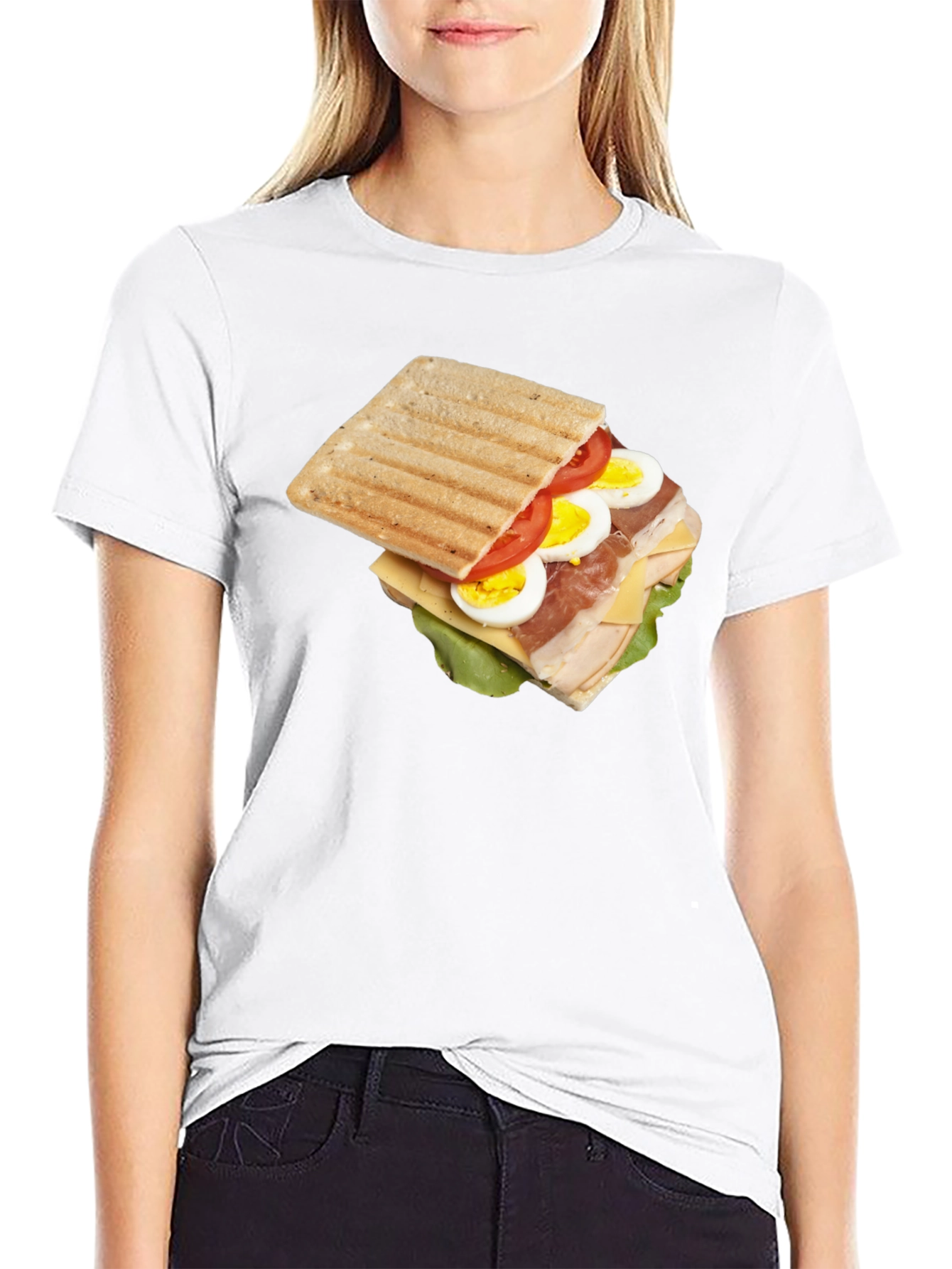 Black Sandwich Graphic Tee - Unique Food T-Shirt view 9
