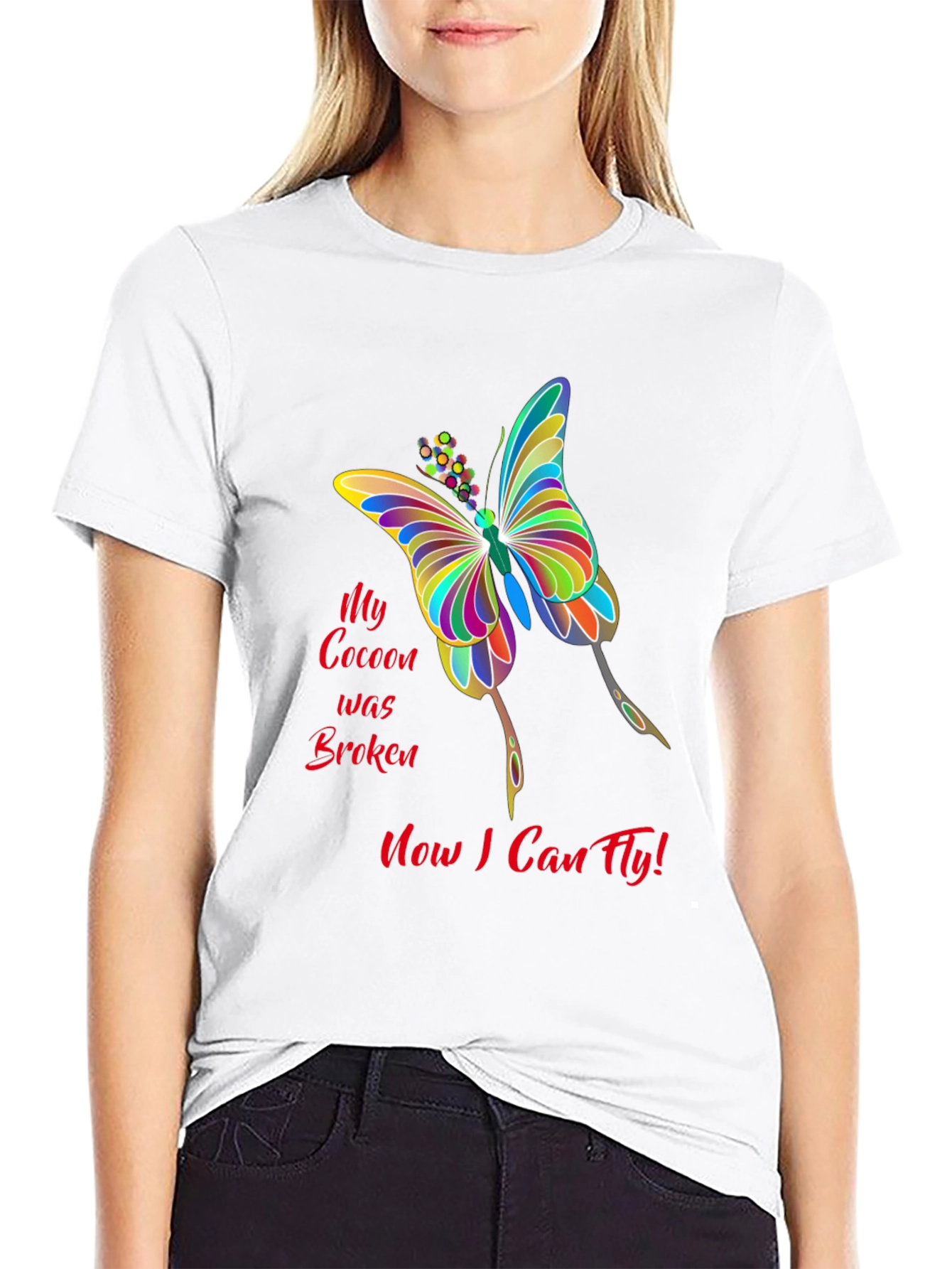 Black Butterfly Freedom Tee: "Now I Can Fly!" view 9