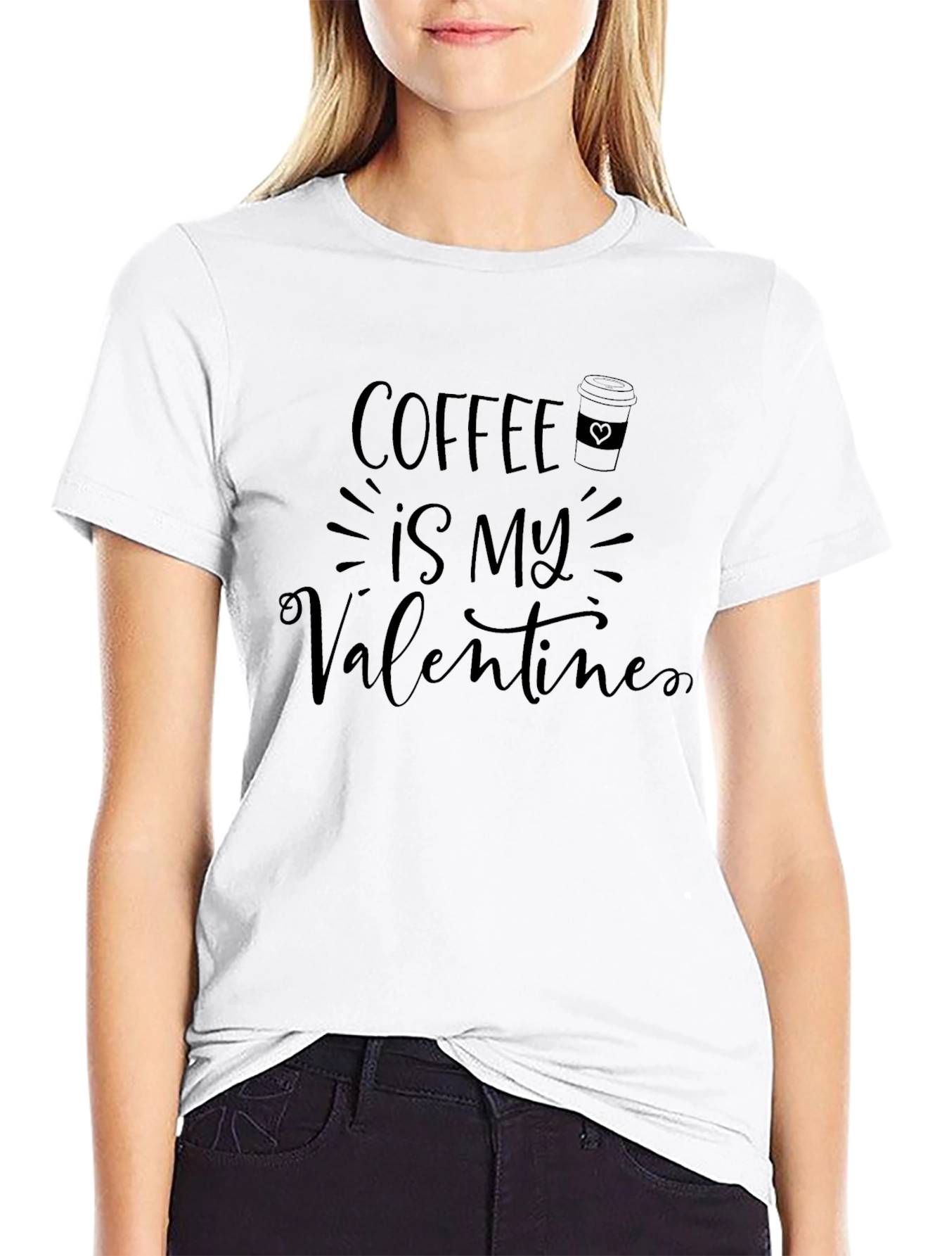 Black Coffee is My Valentine T-Shirt - Black view 9