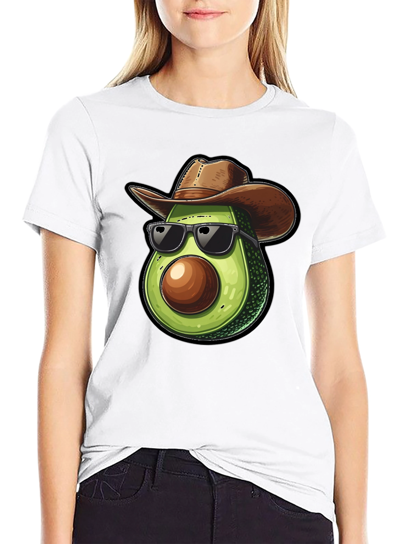 Black Cool Avocado Cowboy Black T-Shirt view 9