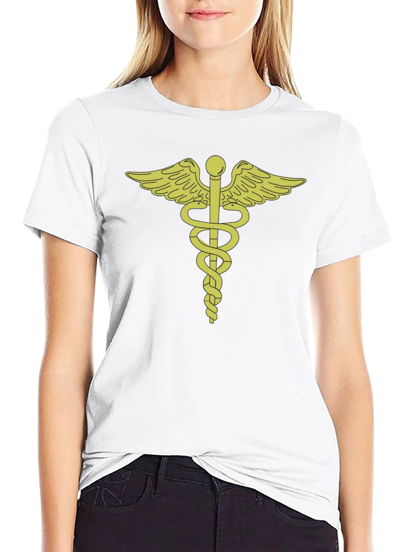 Black Caduceus Symbol Graphic T-Shirt - Medical Theme view 9