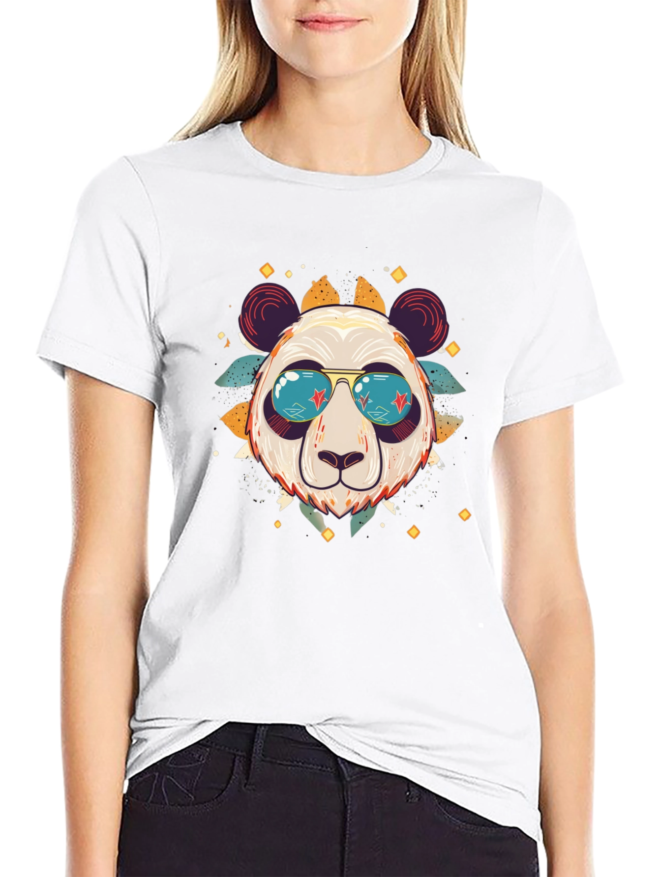 Black Cool Panda Graphic Tee view 9