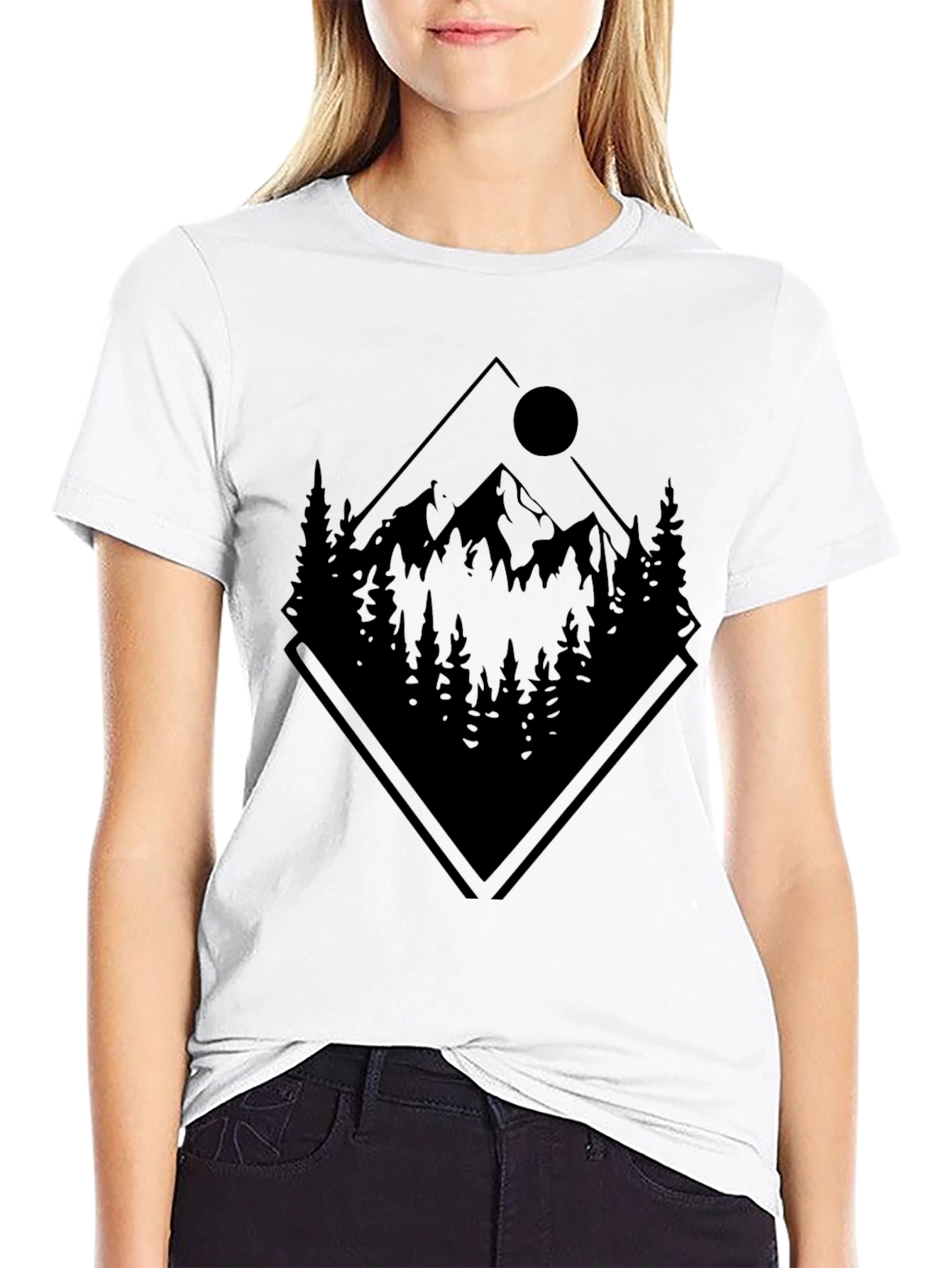 Black Mountain Scene Graphic T-Shirt - Black view 9