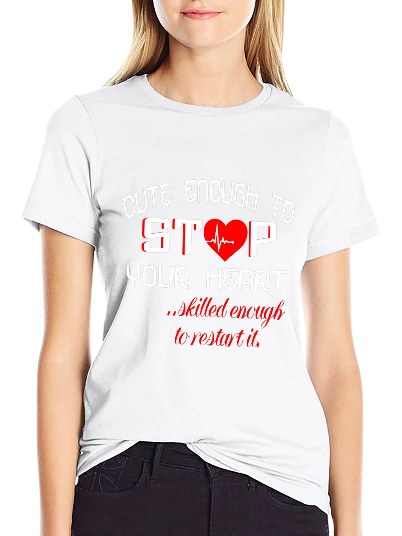 Black Cute Enough to Stop Your Heart Black T-Shirt view 9