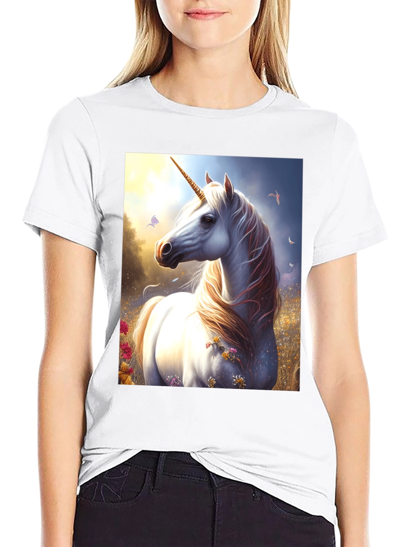 Black Unicorn Graphic Tee - Fantasy Black T-Shirt view 9