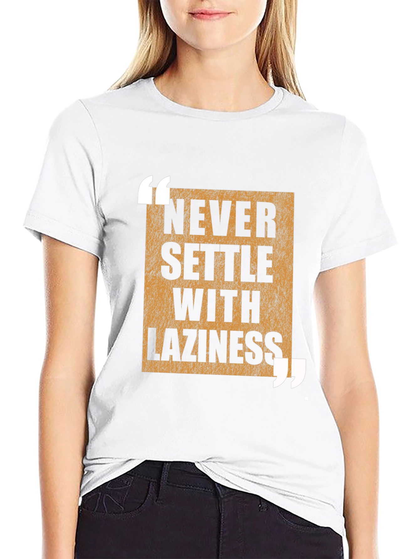 Black Never Settle with Laziness T-Shirt view 9
