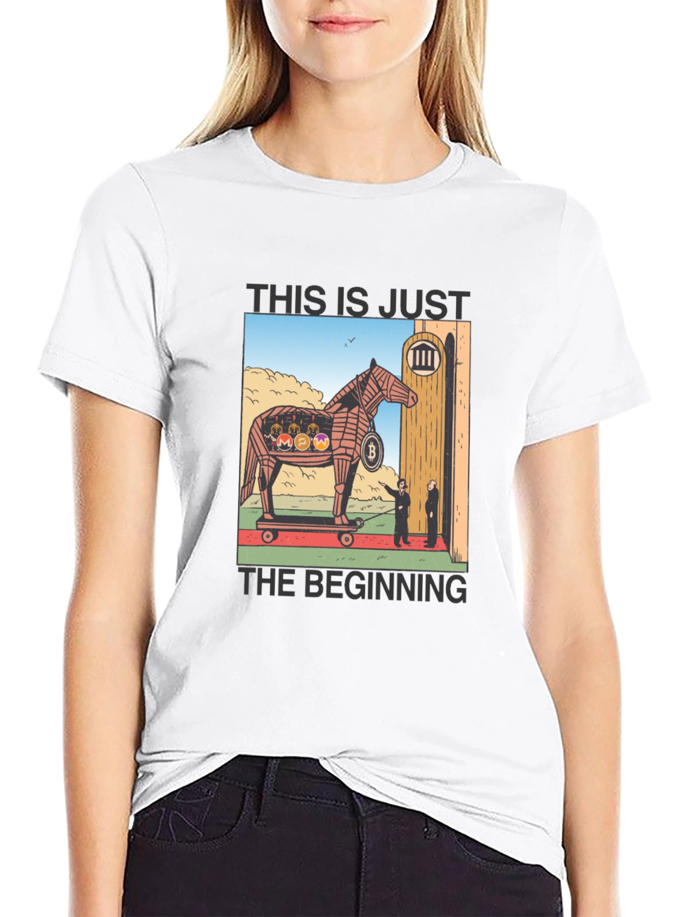Black Crypto Trojan Horse T-Shirt - Bitcoin & Altcoins view 9