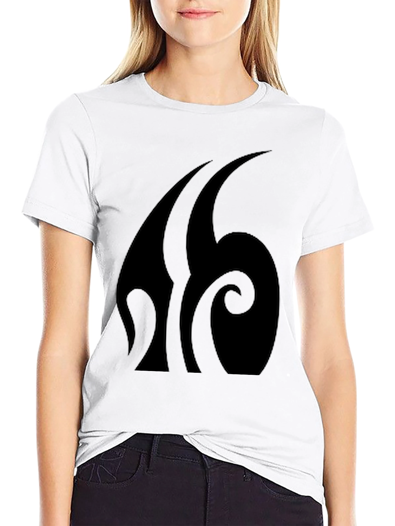 Black Black Graphic Tee - Abstract Swirl Design view 9