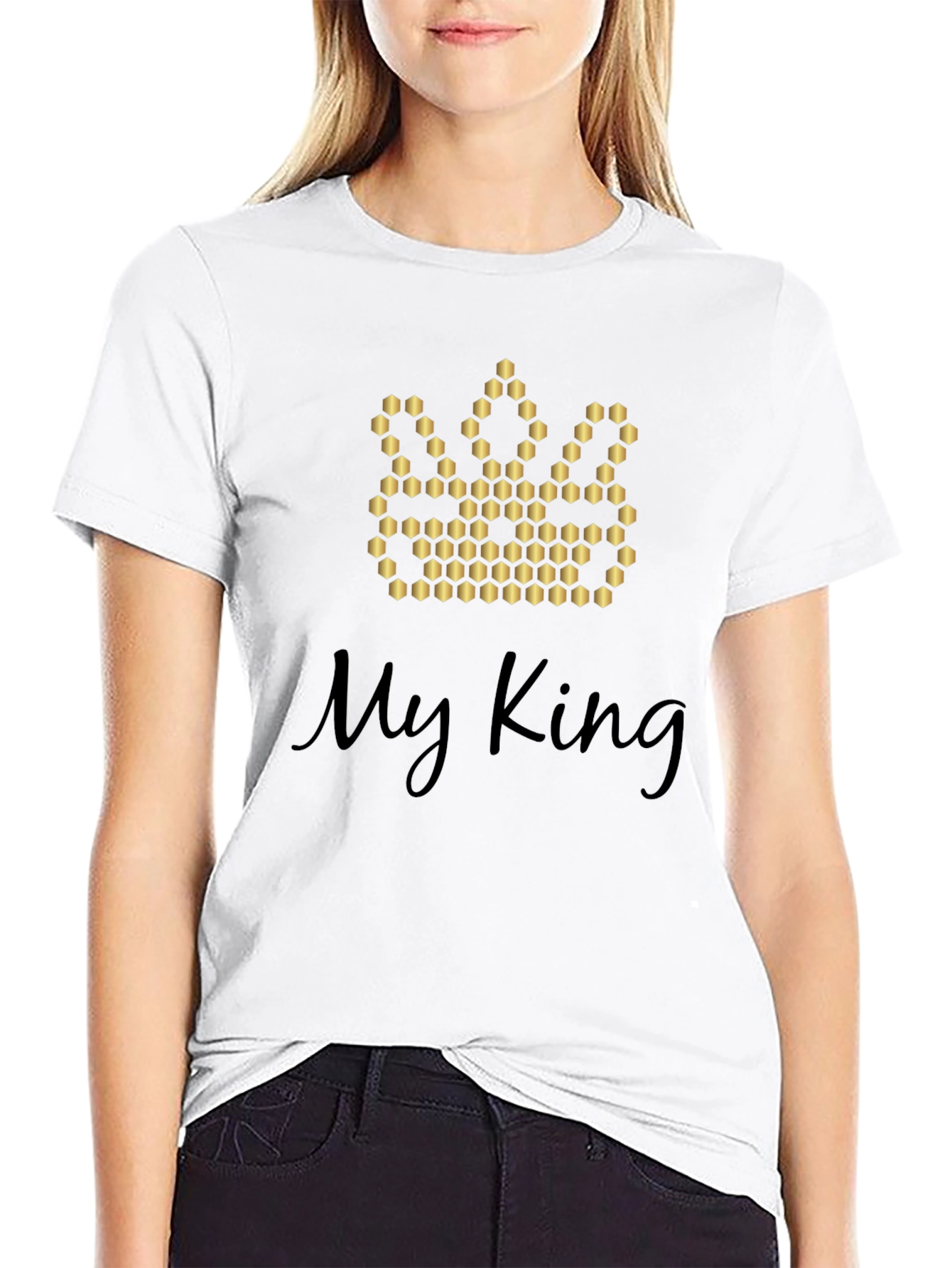 Black My King Graphic Tee - Crown Design, Soft Cotton Blend view 9