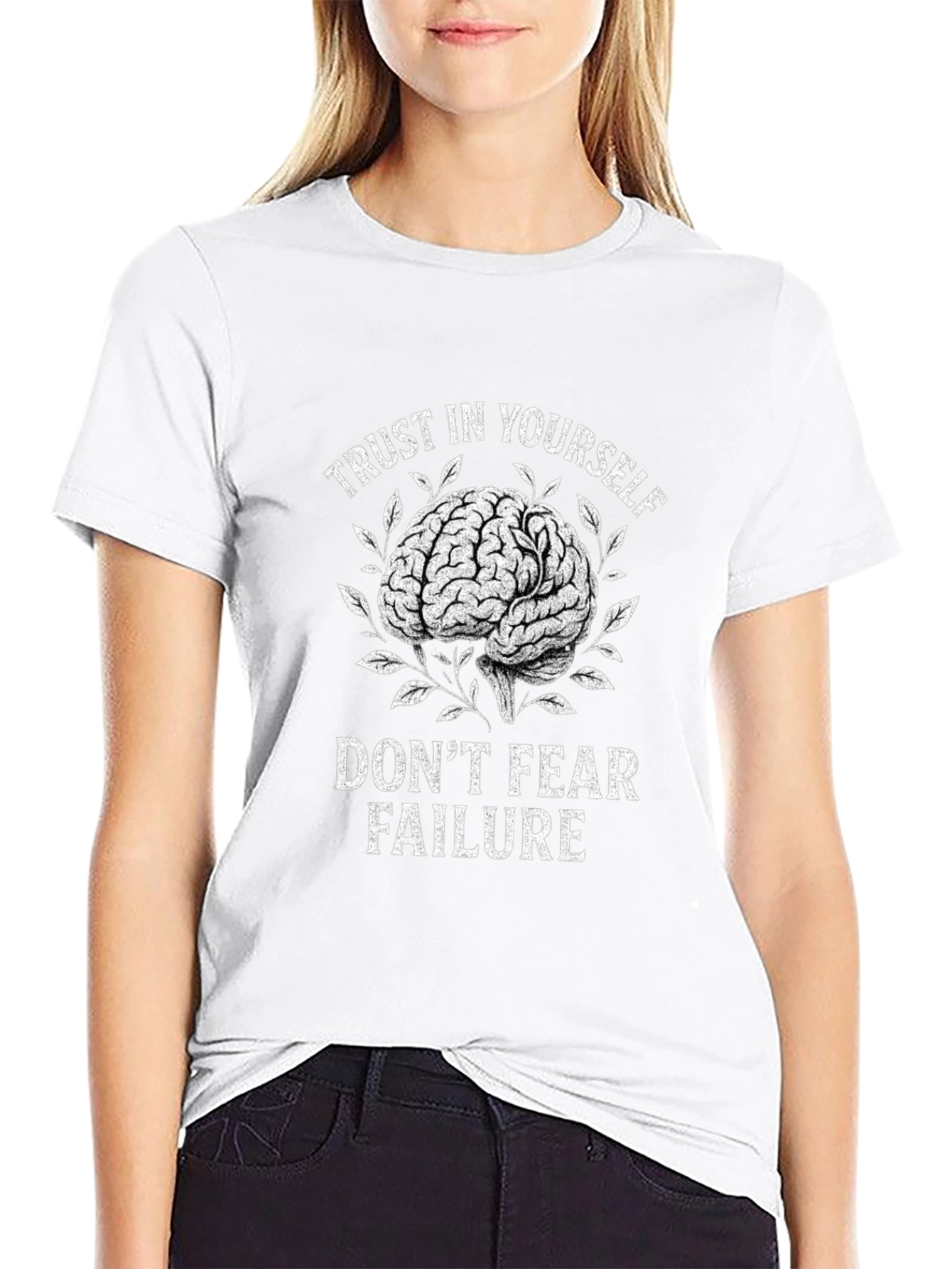 Black Trust Yourself Brain Graphic T-Shirt view 9