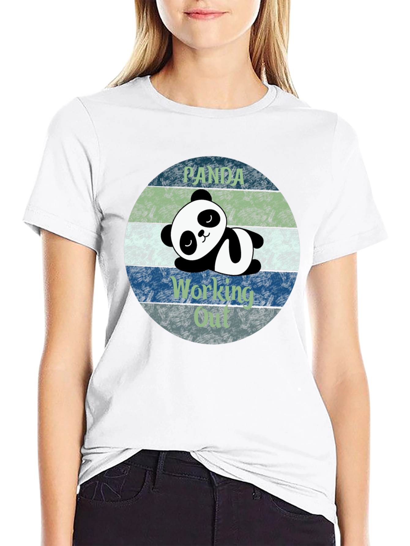 Black Panda Working Out Funny T-Shirt view 9