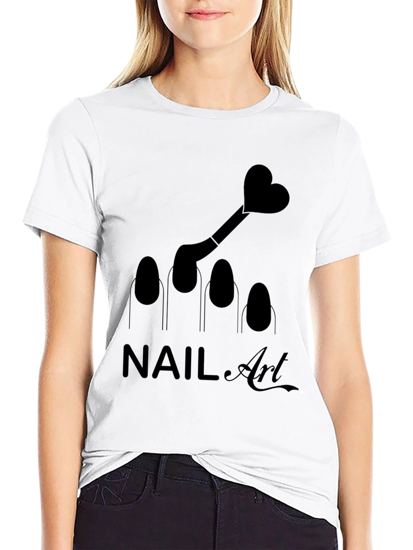Black Nail Art T-Shirt - Unique Design for Beauty Lovers view 9