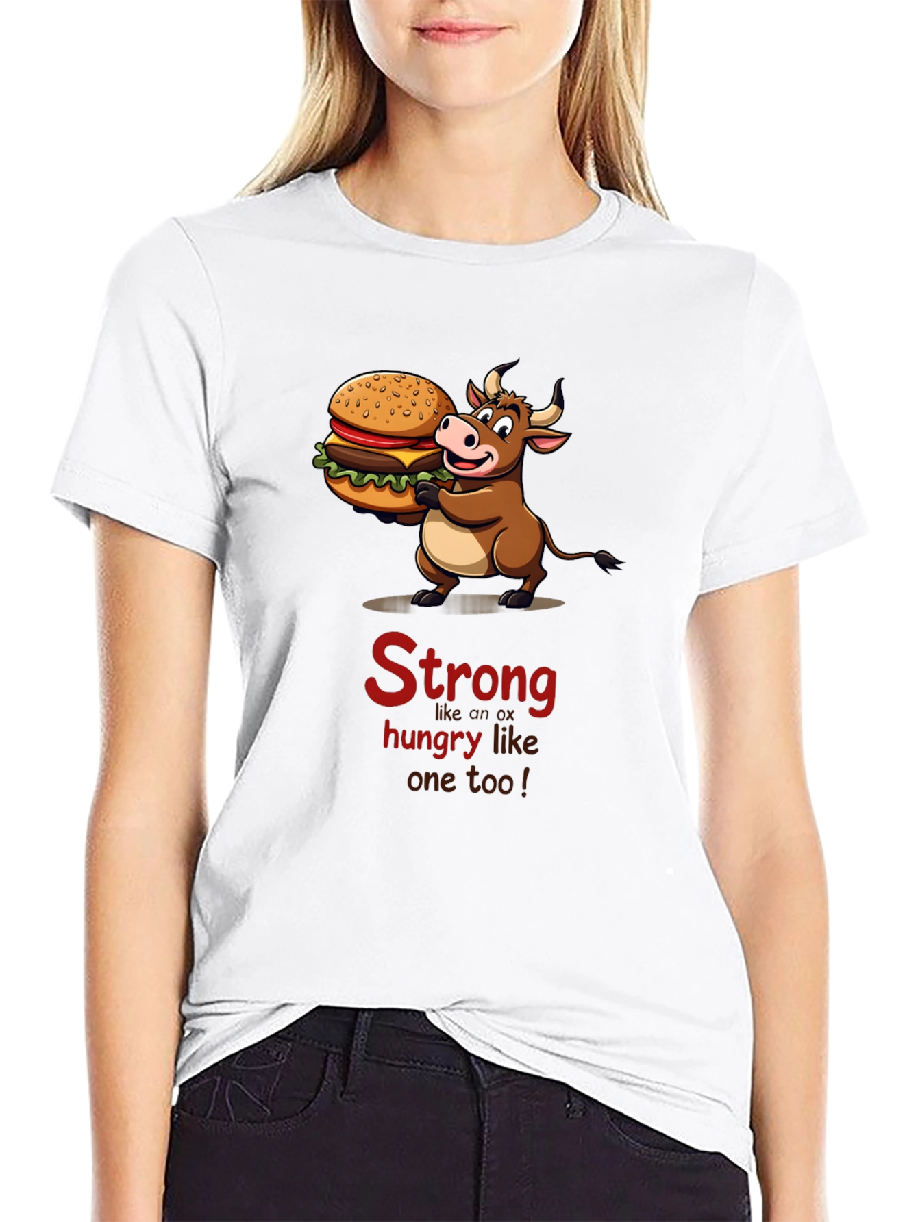 Black Strong Hungry Bull Burger T-Shirt view 9